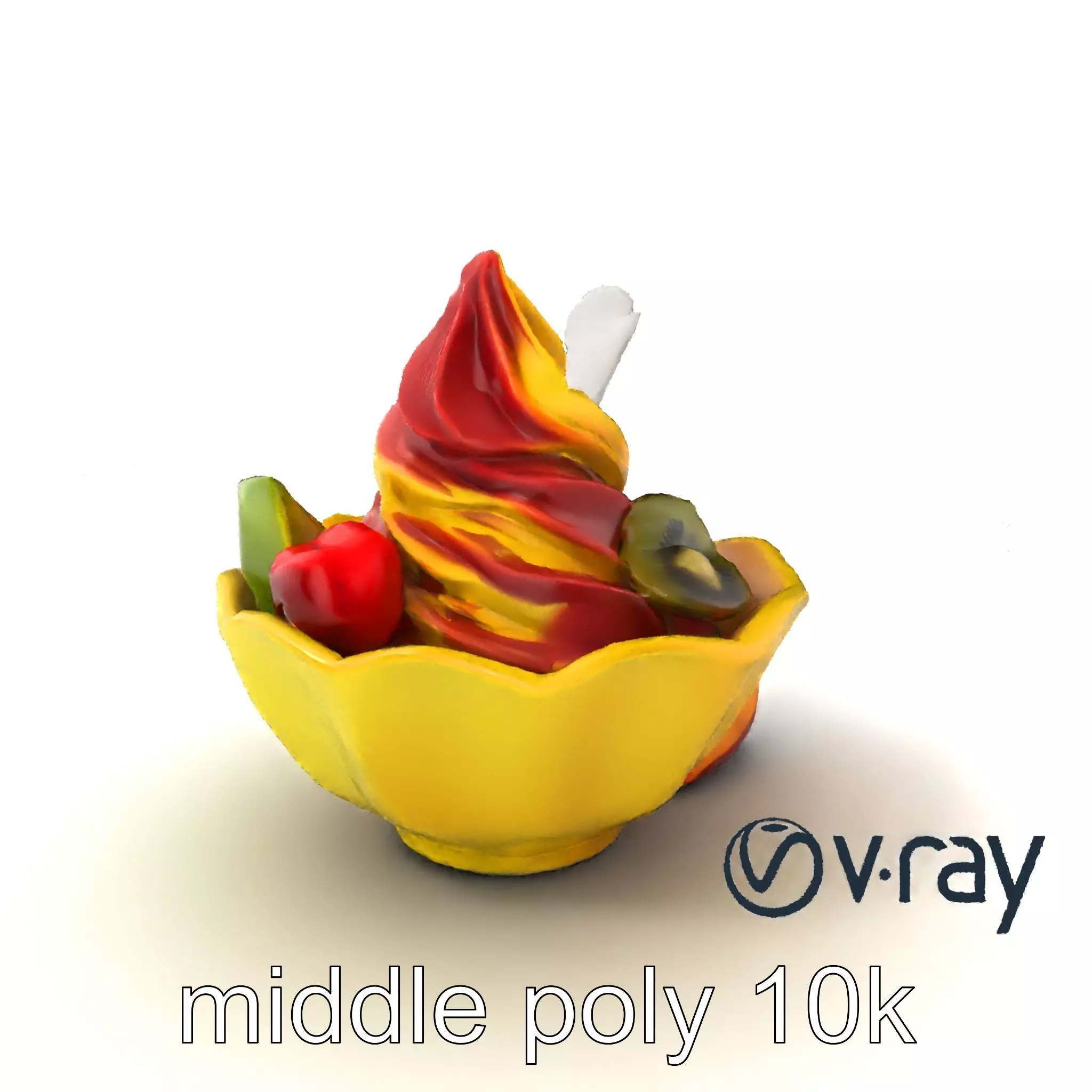 Rainbow Gelato Sundae Bowl model pack Low-poly 3D model_0