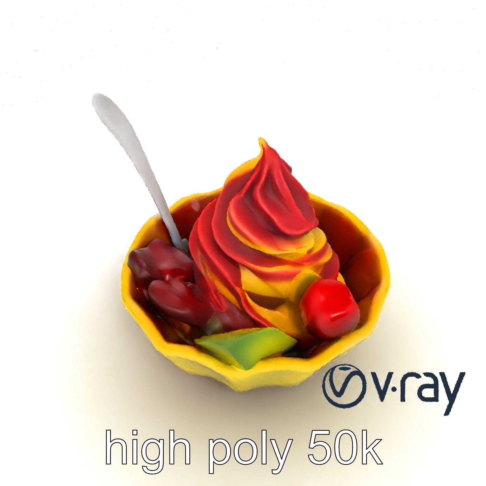 Rainbow Gelato Sundae Bowl model pack Low-poly 3D model_21