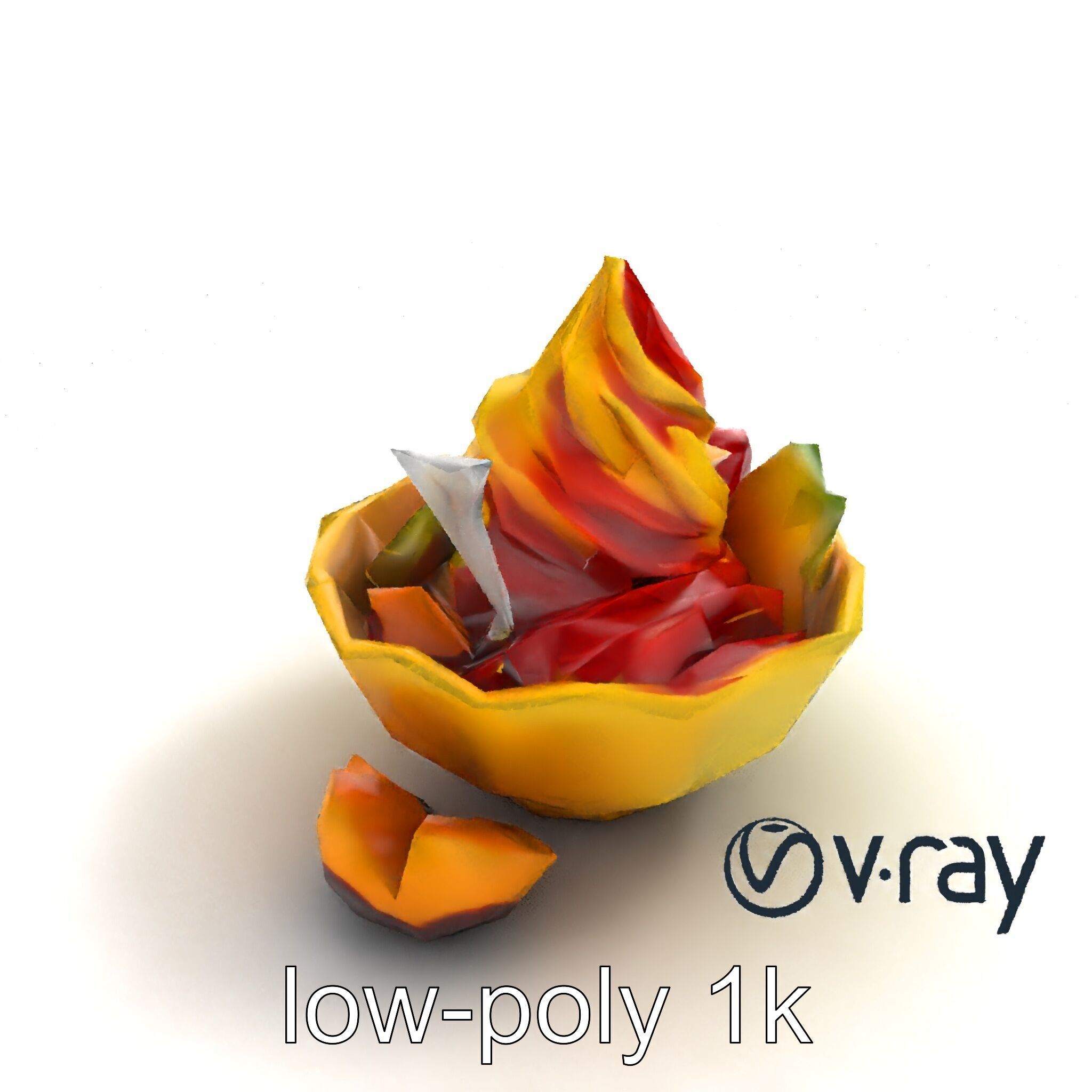 Rainbow Gelato Sundae Bowl model pack Low-poly 3D model_8