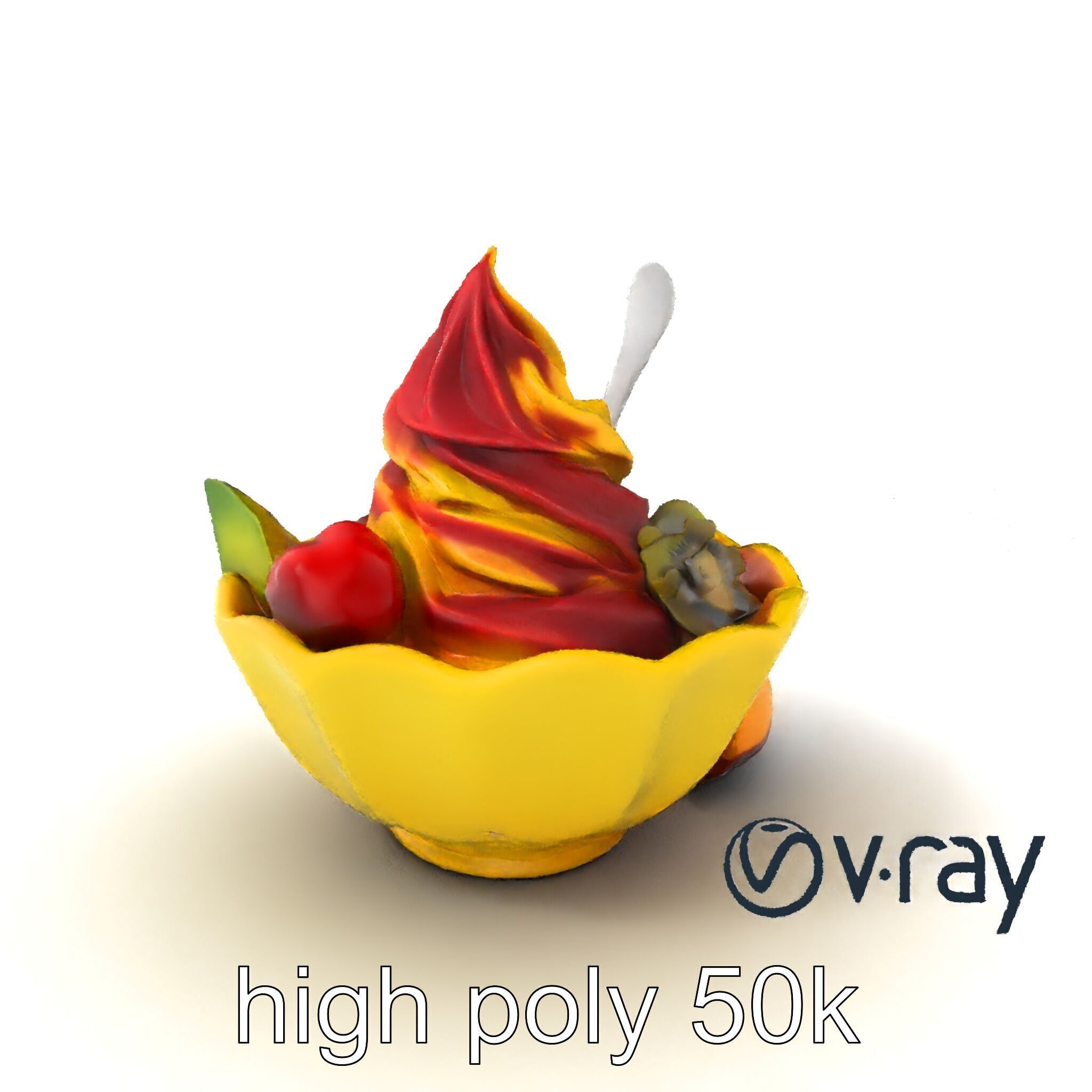 Rainbow Gelato Sundae Bowl model pack Low-poly 3D model_2