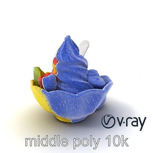 Rainbow Gelato Sundae Bowl model pack Low-poly 3D model 6