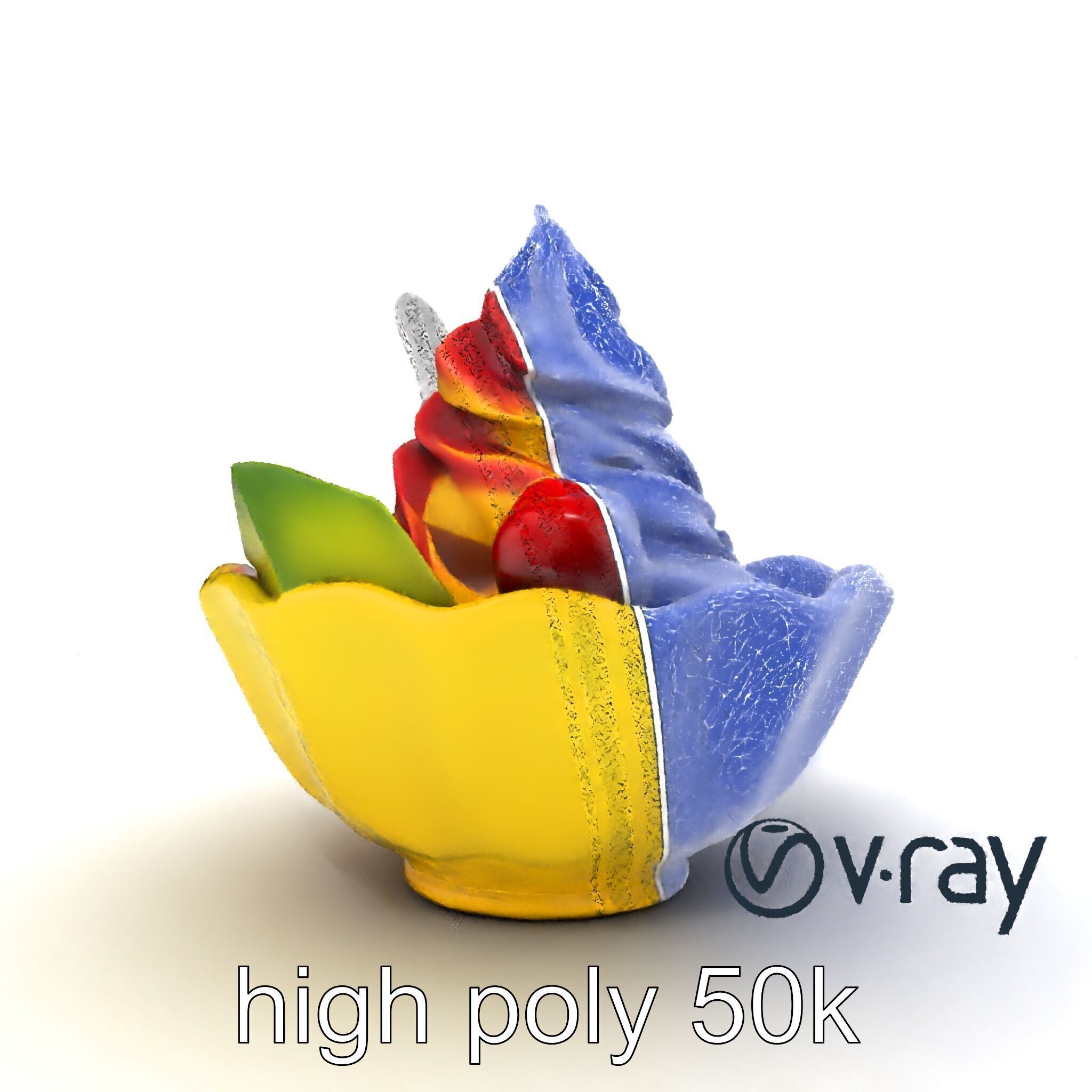 Rainbow Gelato Sundae Bowl model pack Low-poly 3D model_28