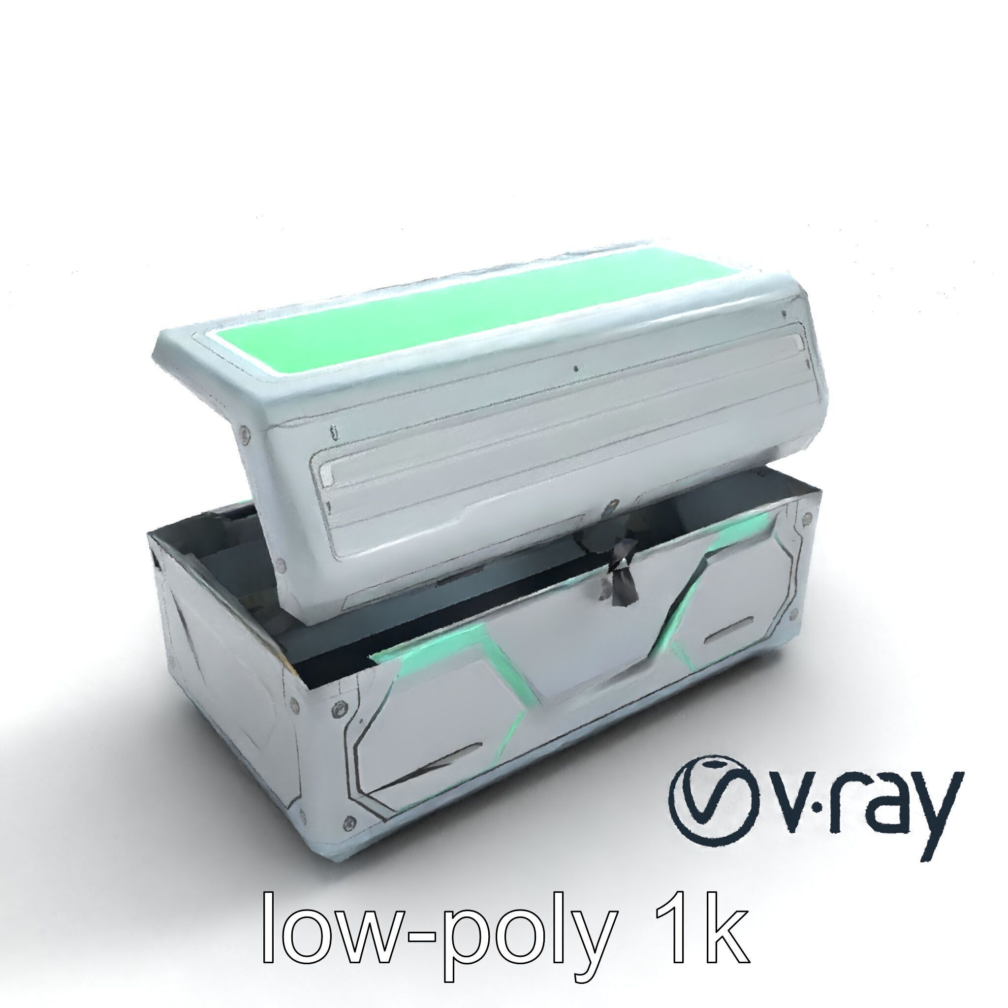 Futuristic Cylindrical Storage Trunk model pack Low-poly 3D model_9