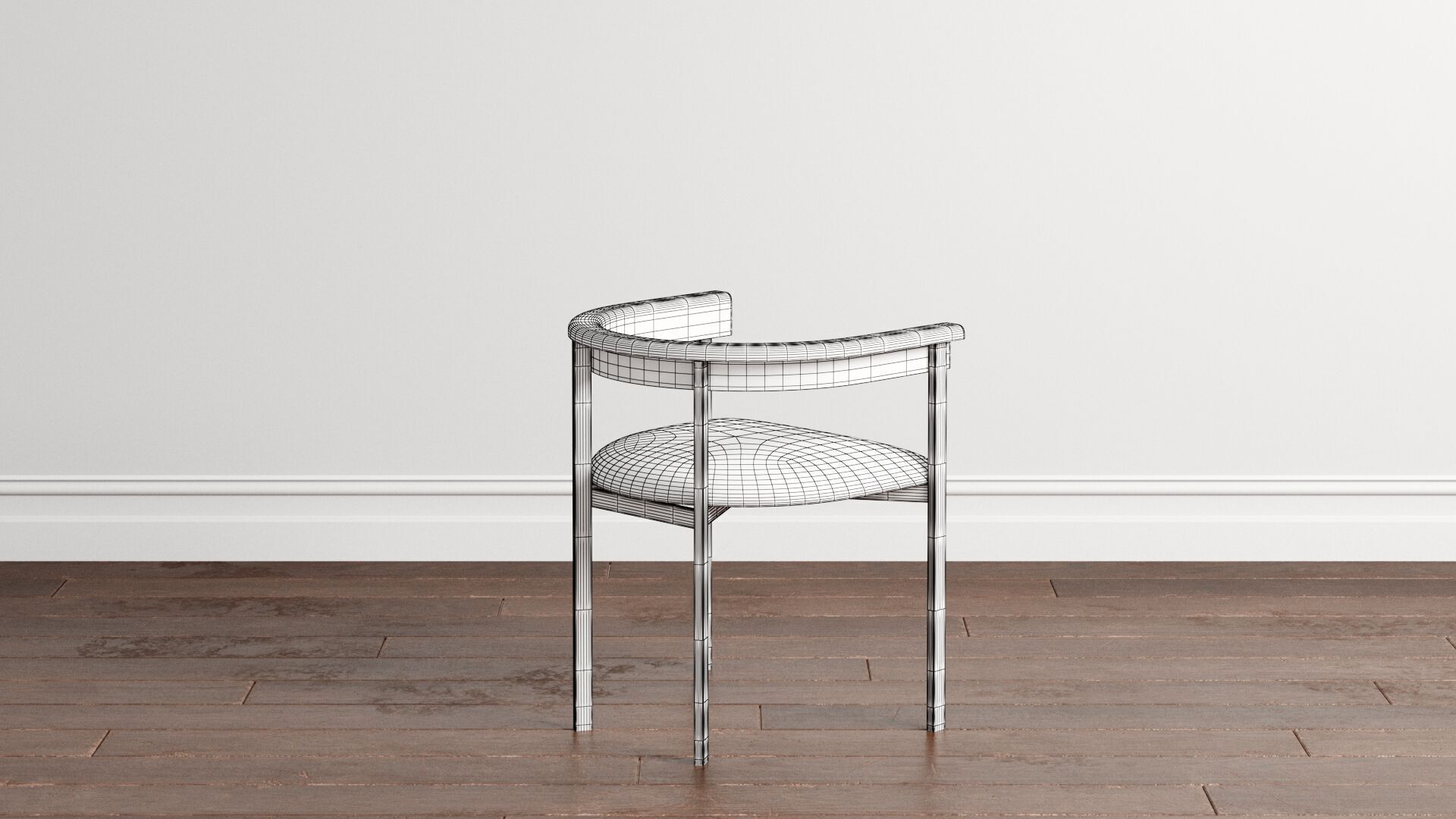 Tulip Upholstered Dining Armchair and Radius Table 3D model_10