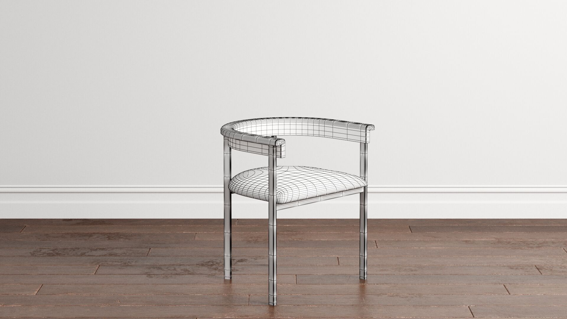 Tulip Upholstered Dining Armchair and Radius Table 3D model_8