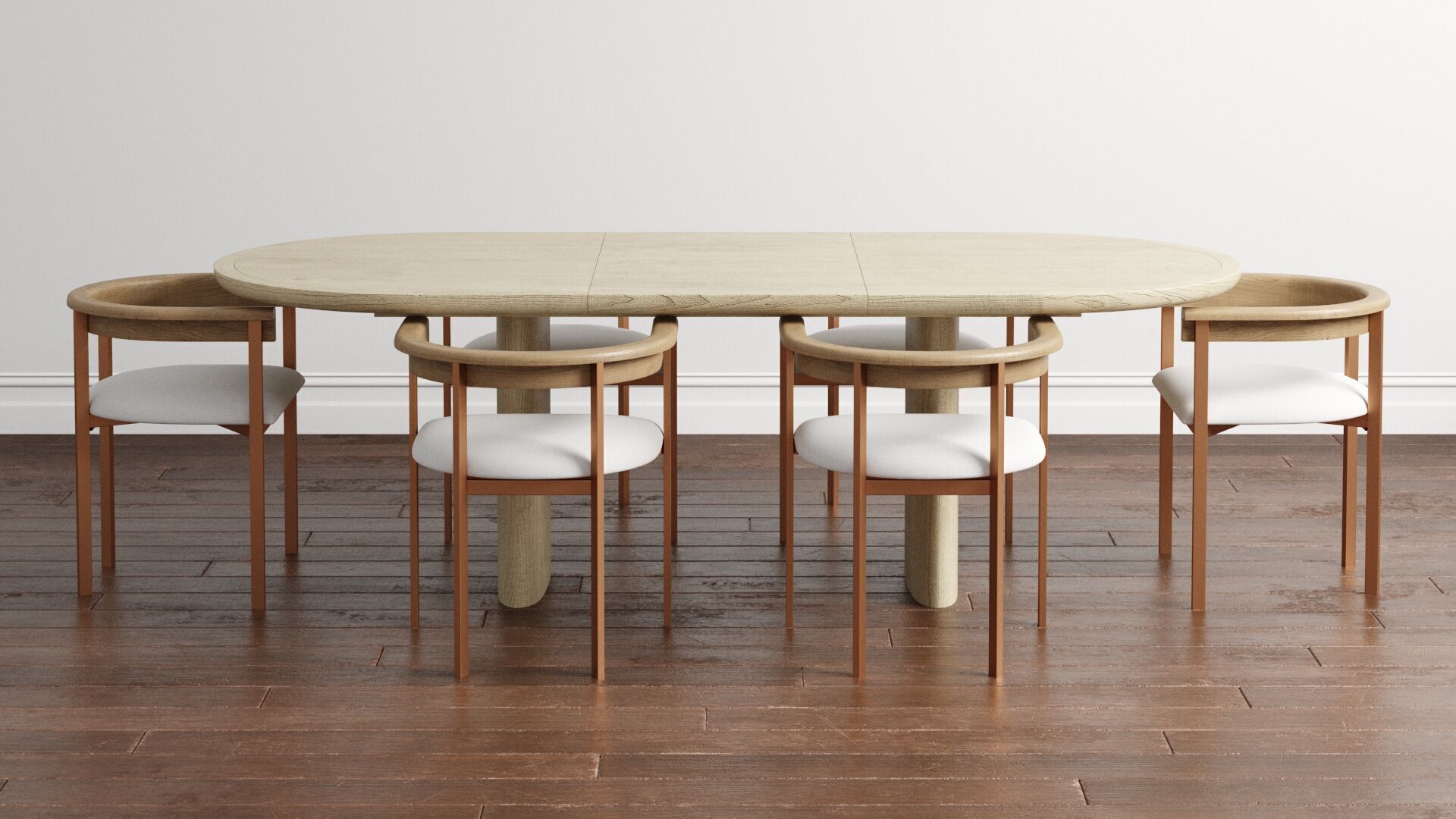 Tulip Upholstered Dining Armchair and Radius Table 3D model_1