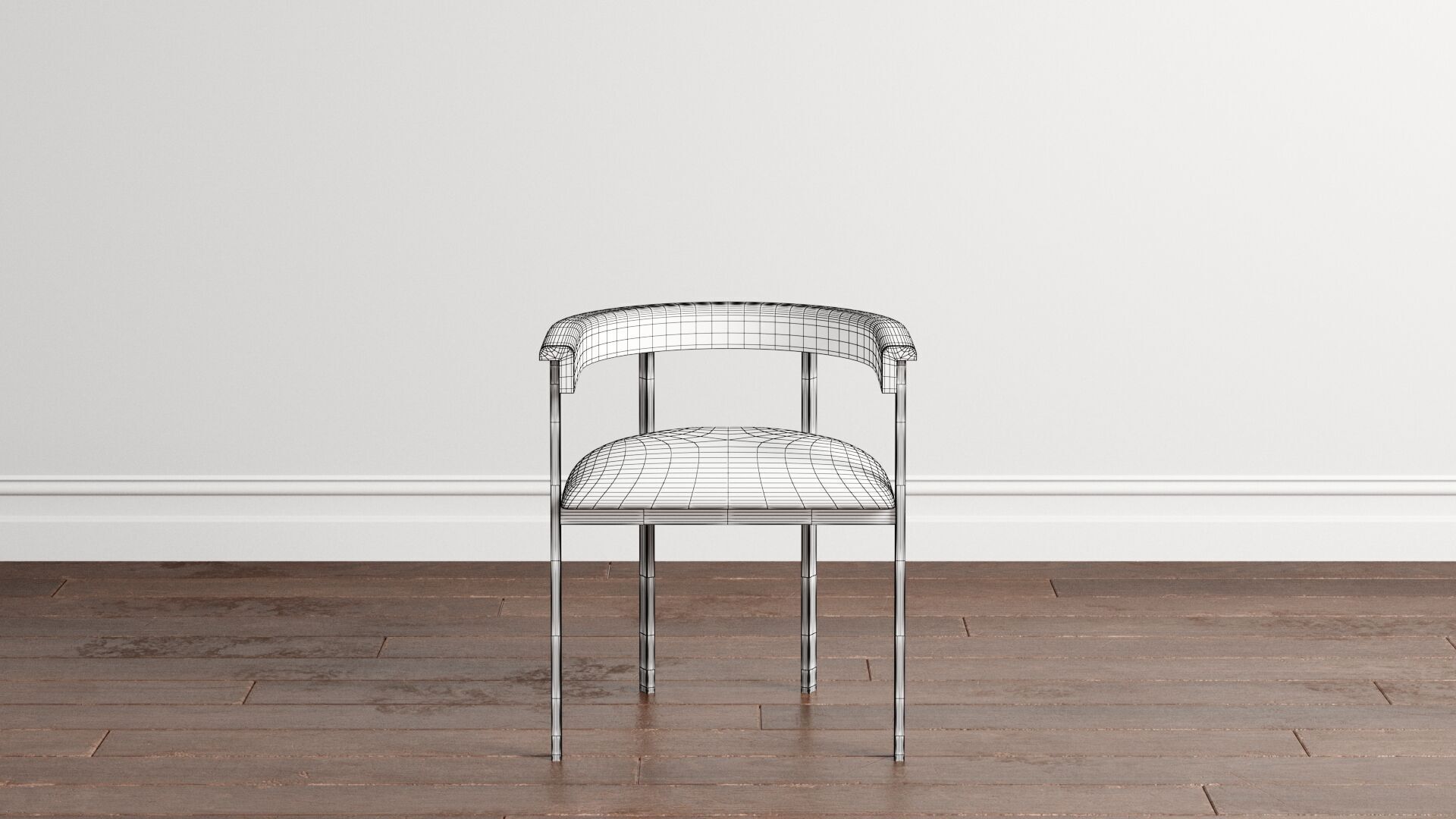 Tulip Upholstered Dining Armchair and Radius Table 3D model_7