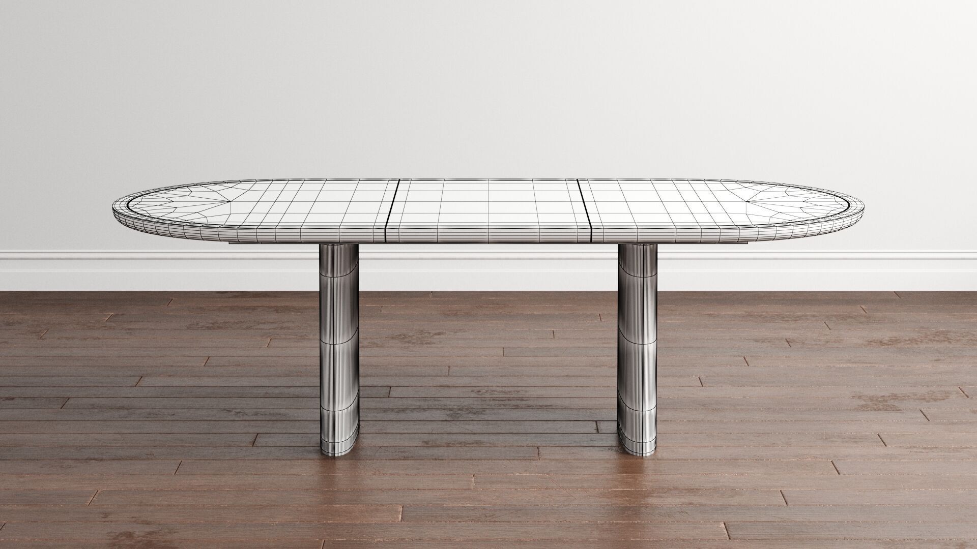 Tulip Upholstered Dining Armchair and Radius Table 3D model_15