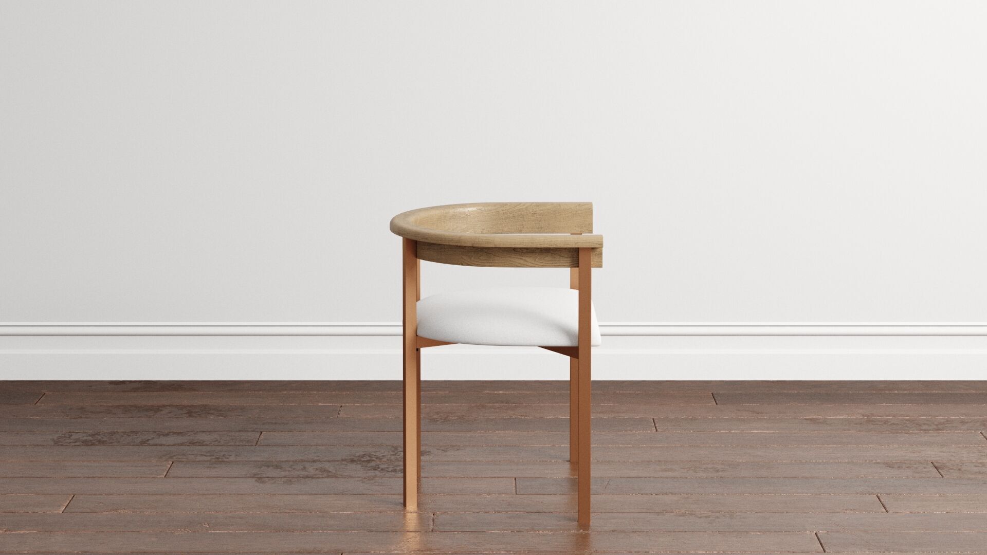 Tulip Upholstered Dining Armchair and Radius Table 3D model_4