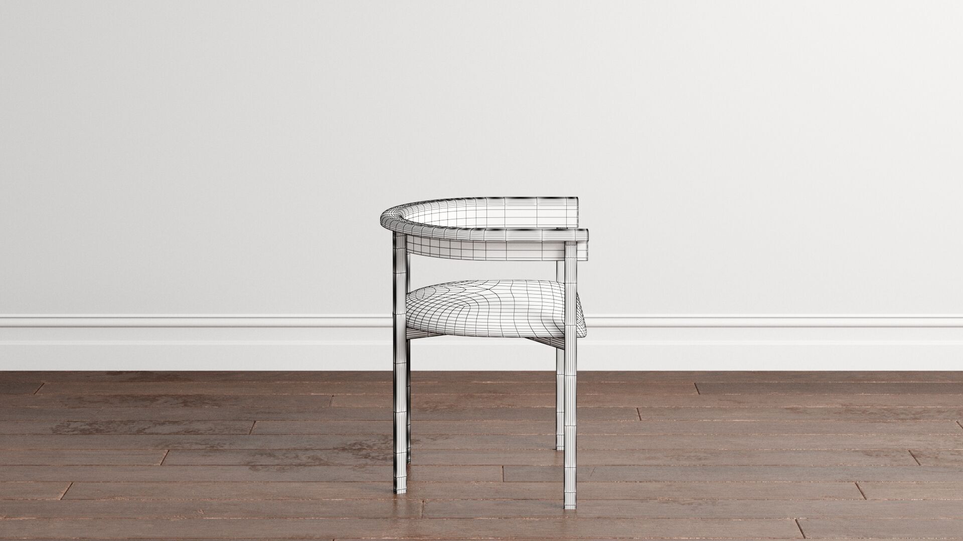 Tulip Upholstered Dining Armchair and Radius Table 3D model_9