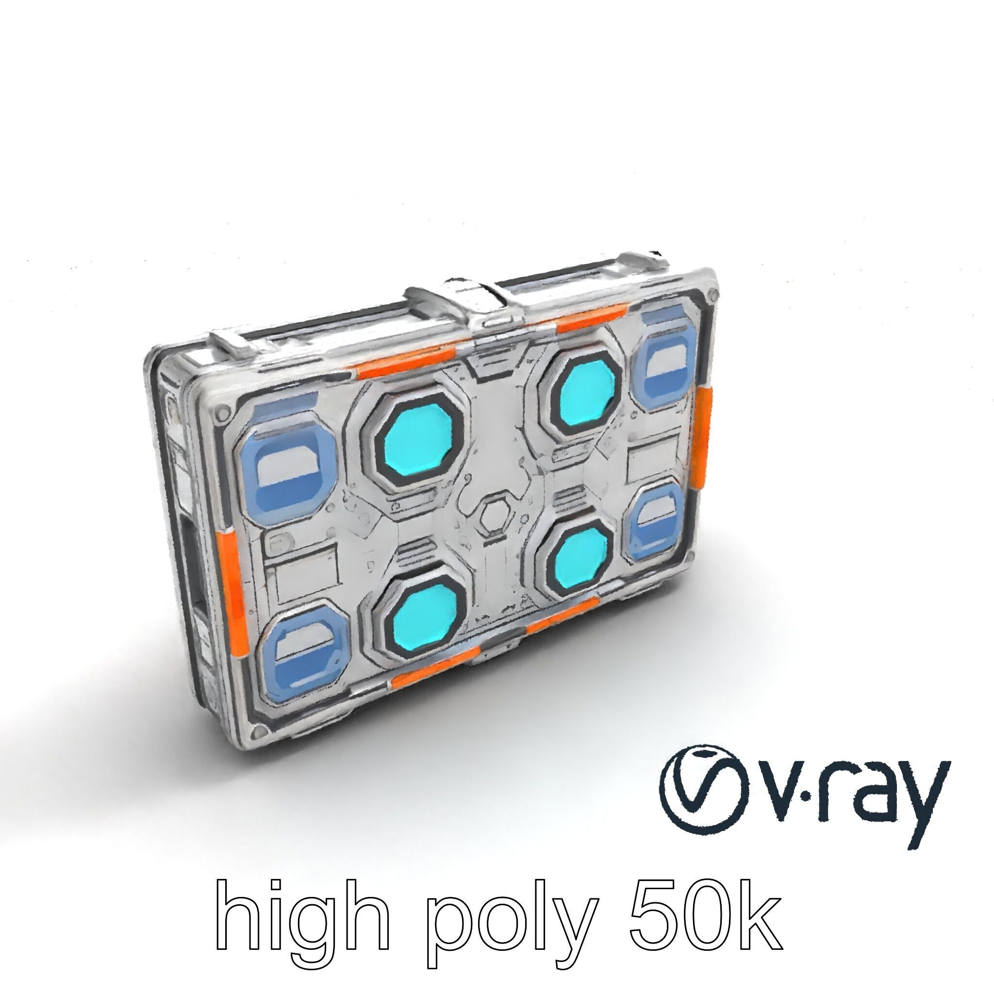 Futuristic Space Station Wall Module model pack Low-poly 3D model_9