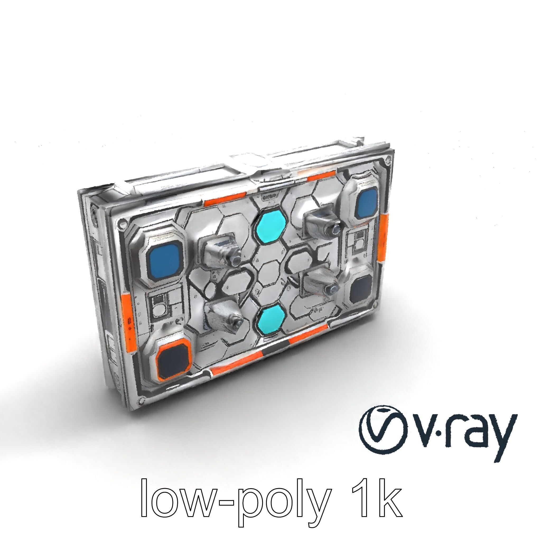 Futuristic Space Station Wall Module model pack Low-poly 3D model_8