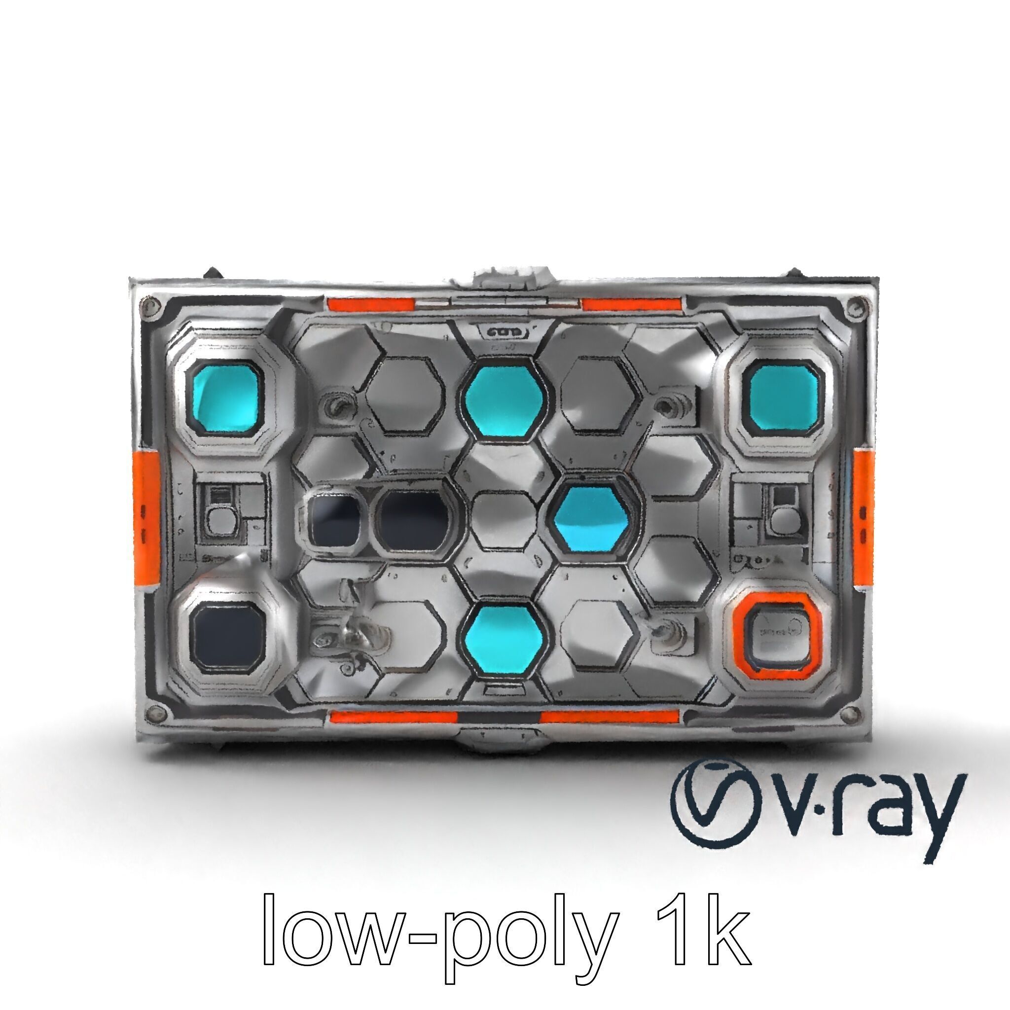 Futuristic Space Station Wall Module model pack Low-poly 3D model_11