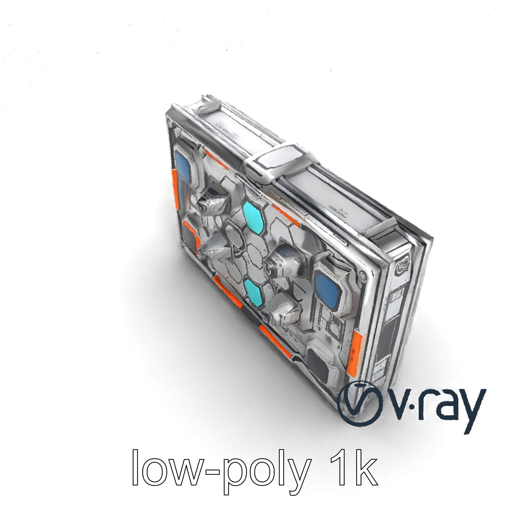 Futuristic Space Station Wall Module model pack Low-poly 3D model_25