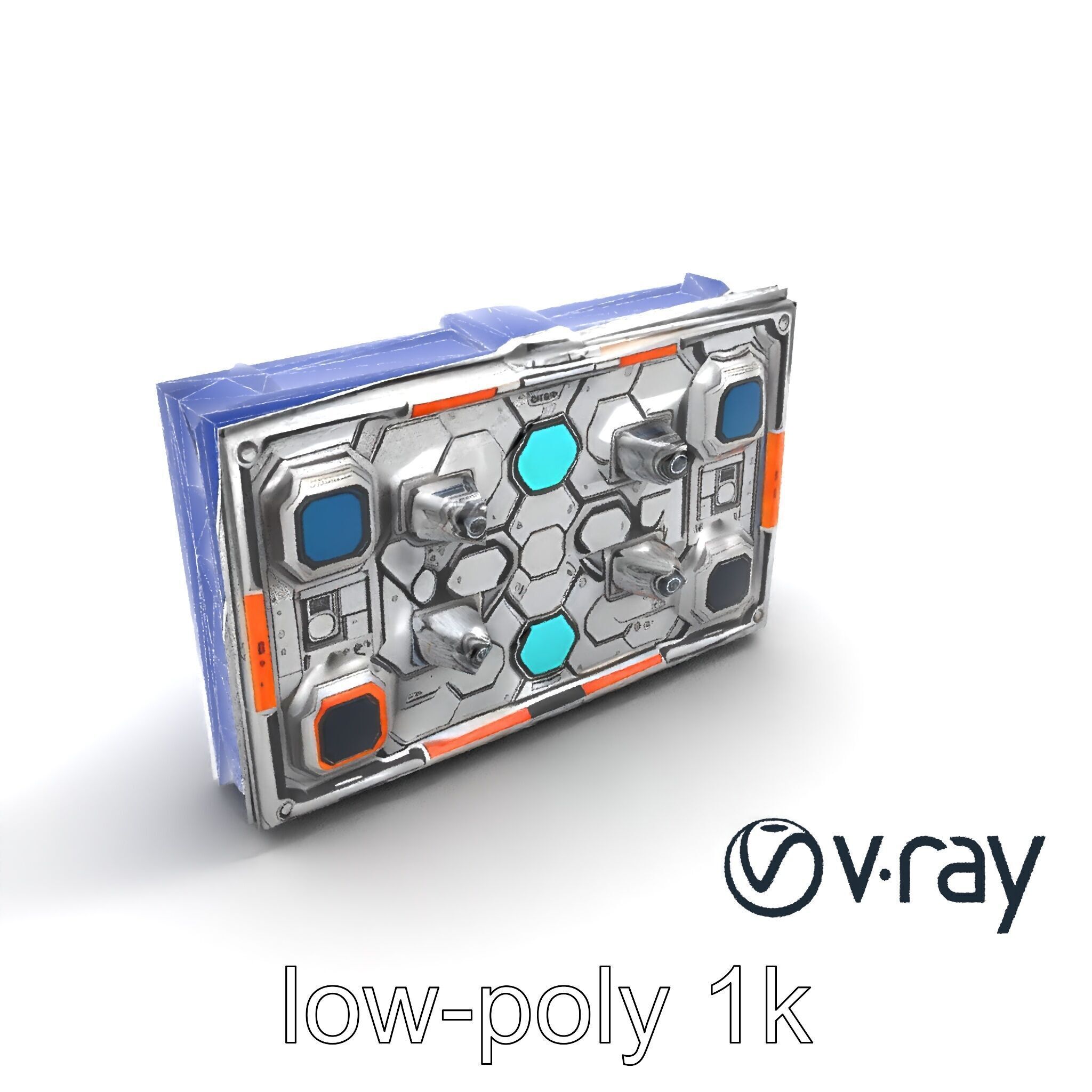 Futuristic Space Station Wall Module model pack Low-poly 3D model_12