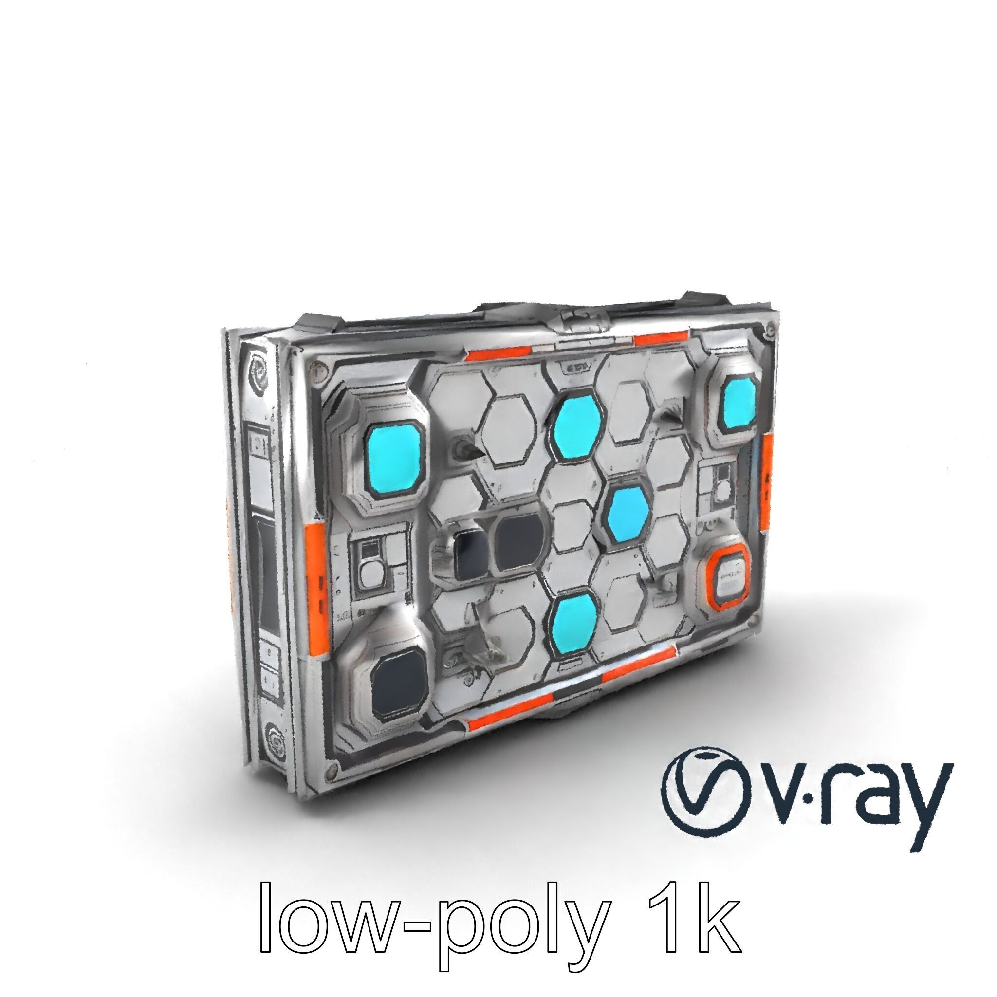 Futuristic Space Station Wall Module model pack Low-poly 3D model_4