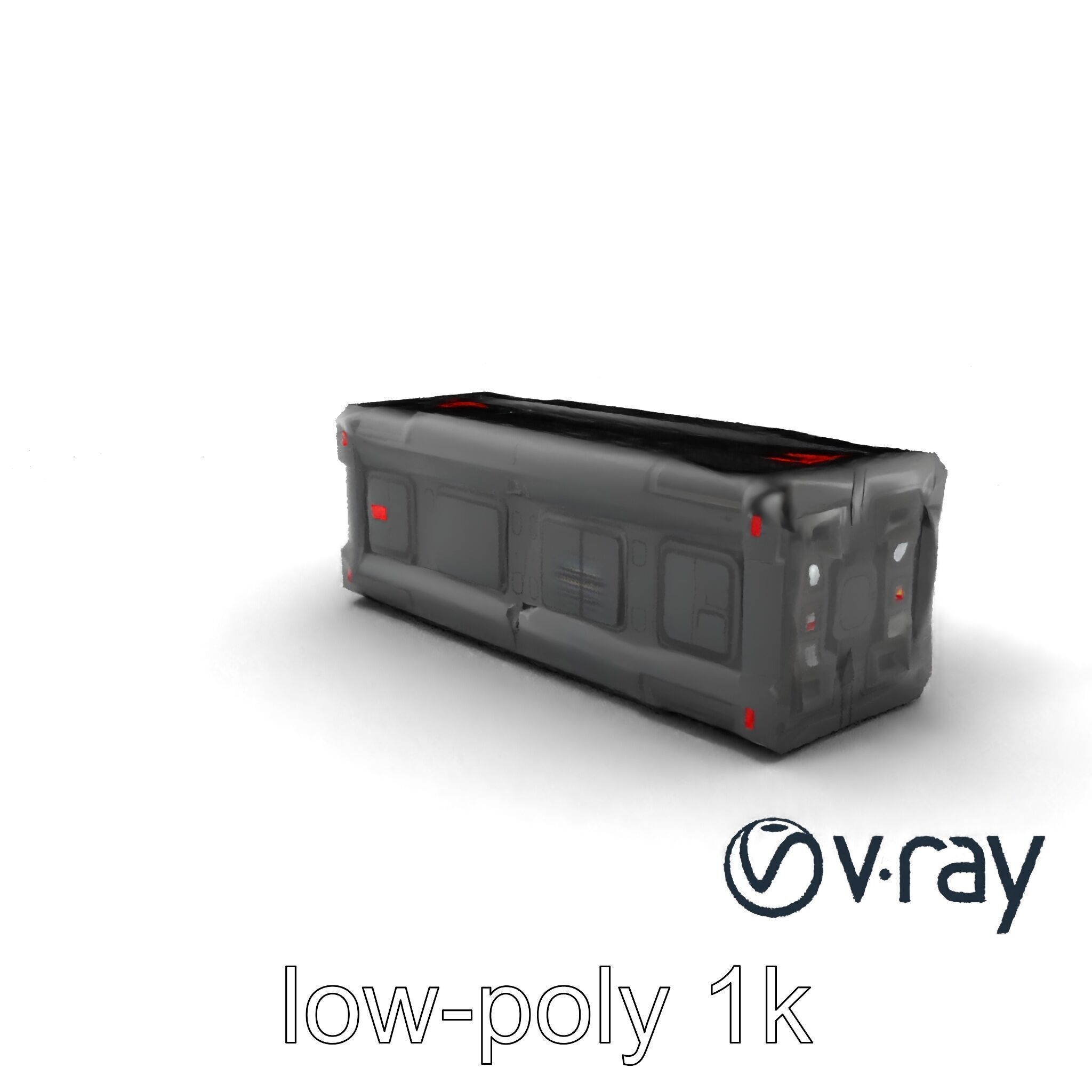 Spaceport Security Wall Section Model Pack Low-poly 3D model_5