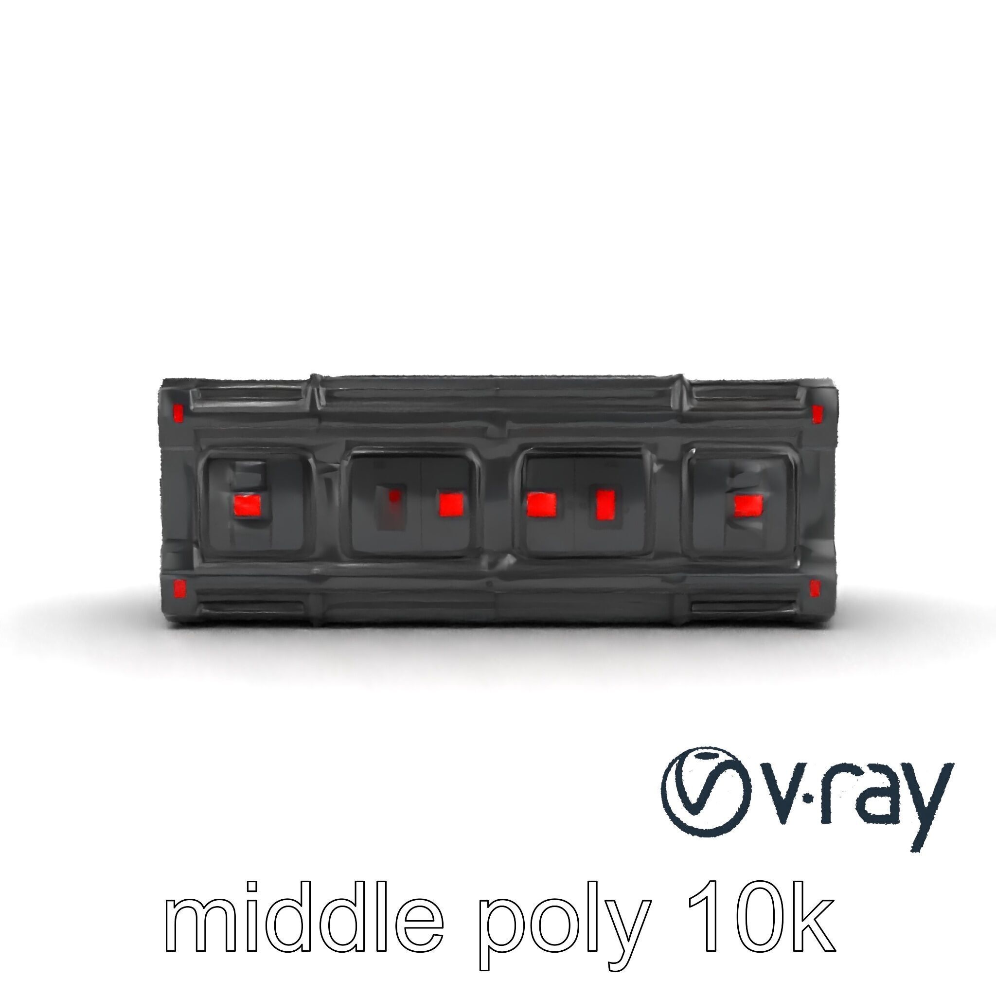 Spaceport Security Wall Section Model Pack Low-poly 3D model_19