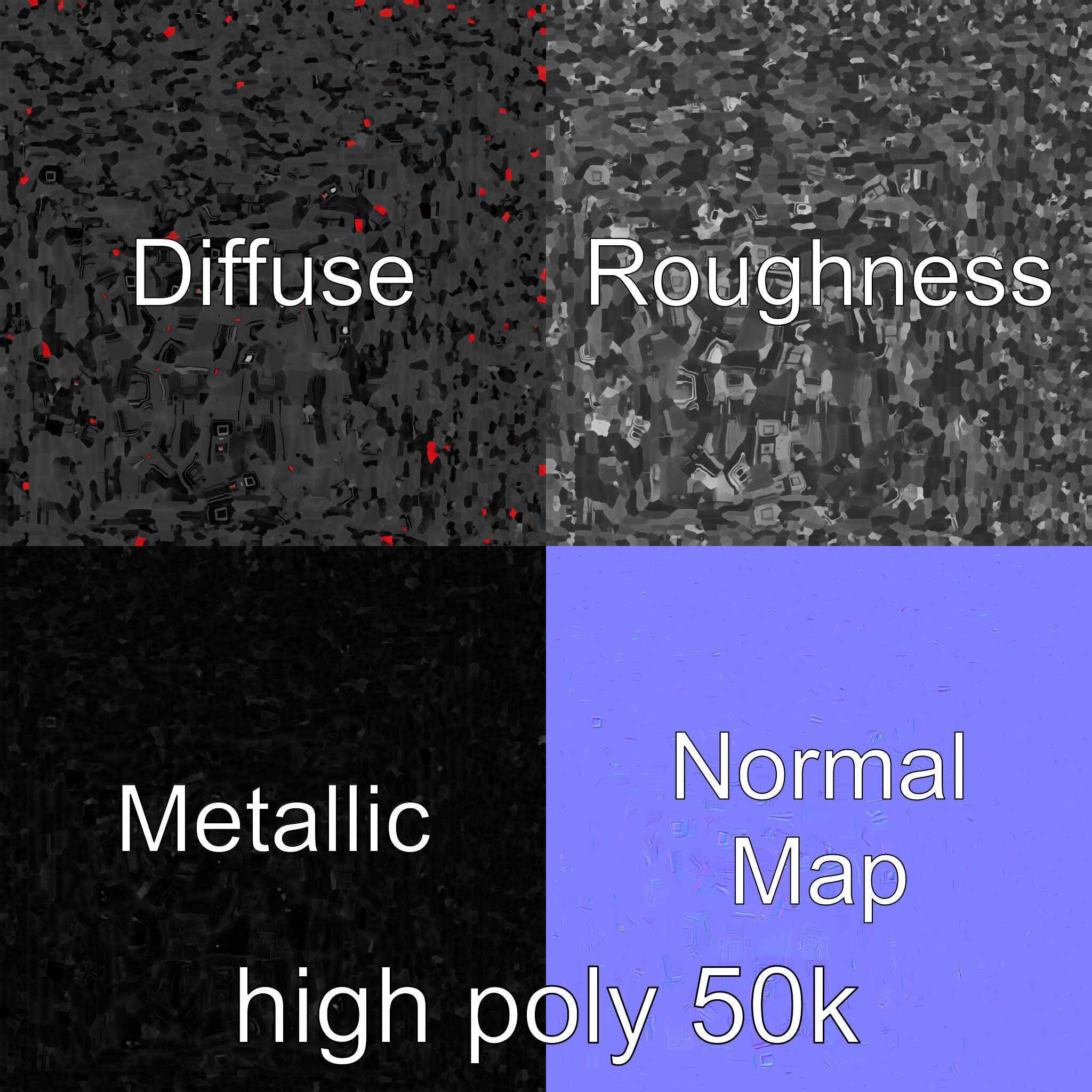 Spaceport Security Wall Section Model Pack Low-poly 3D model_3