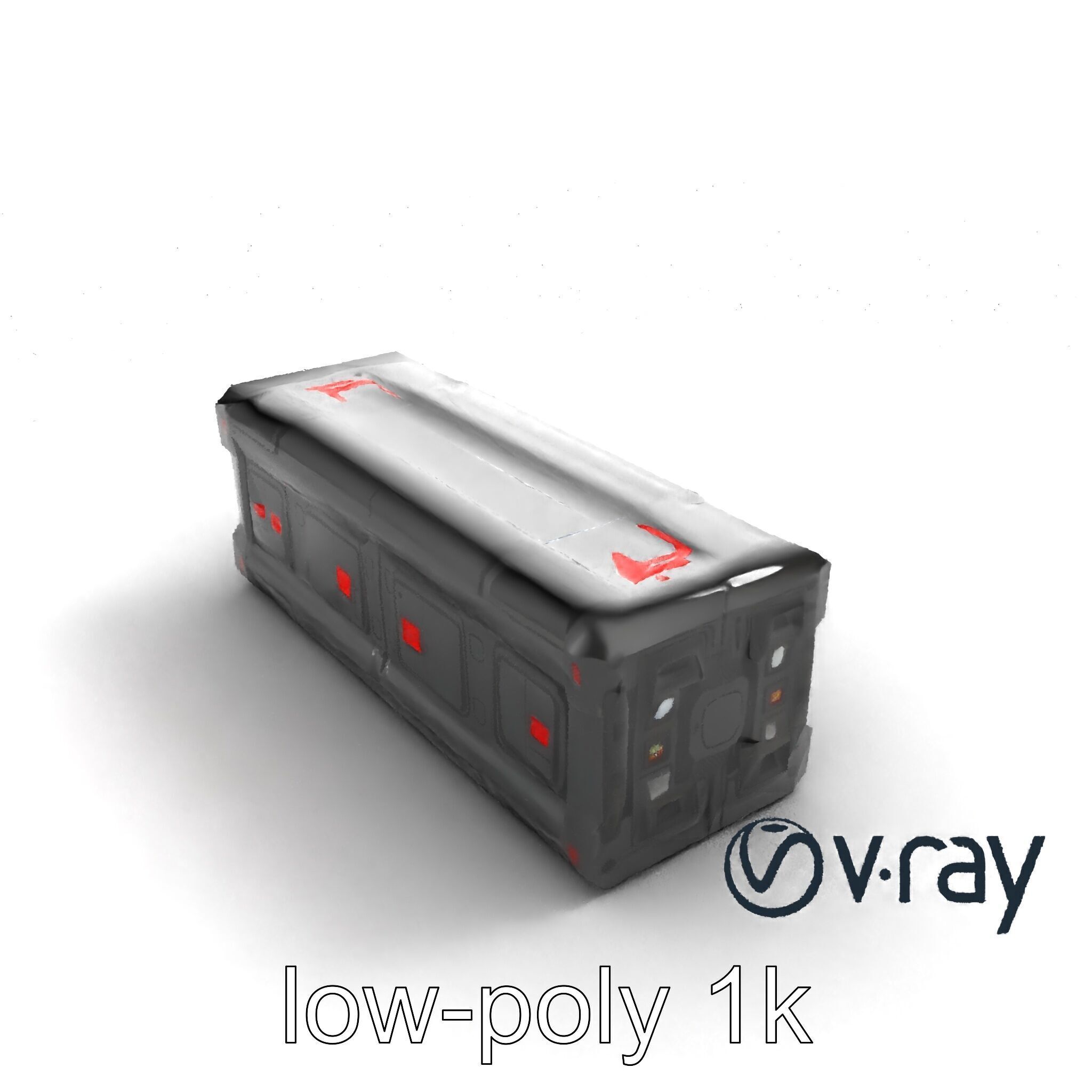 Spaceport Security Wall Section Model Pack Low-poly 3D model_9