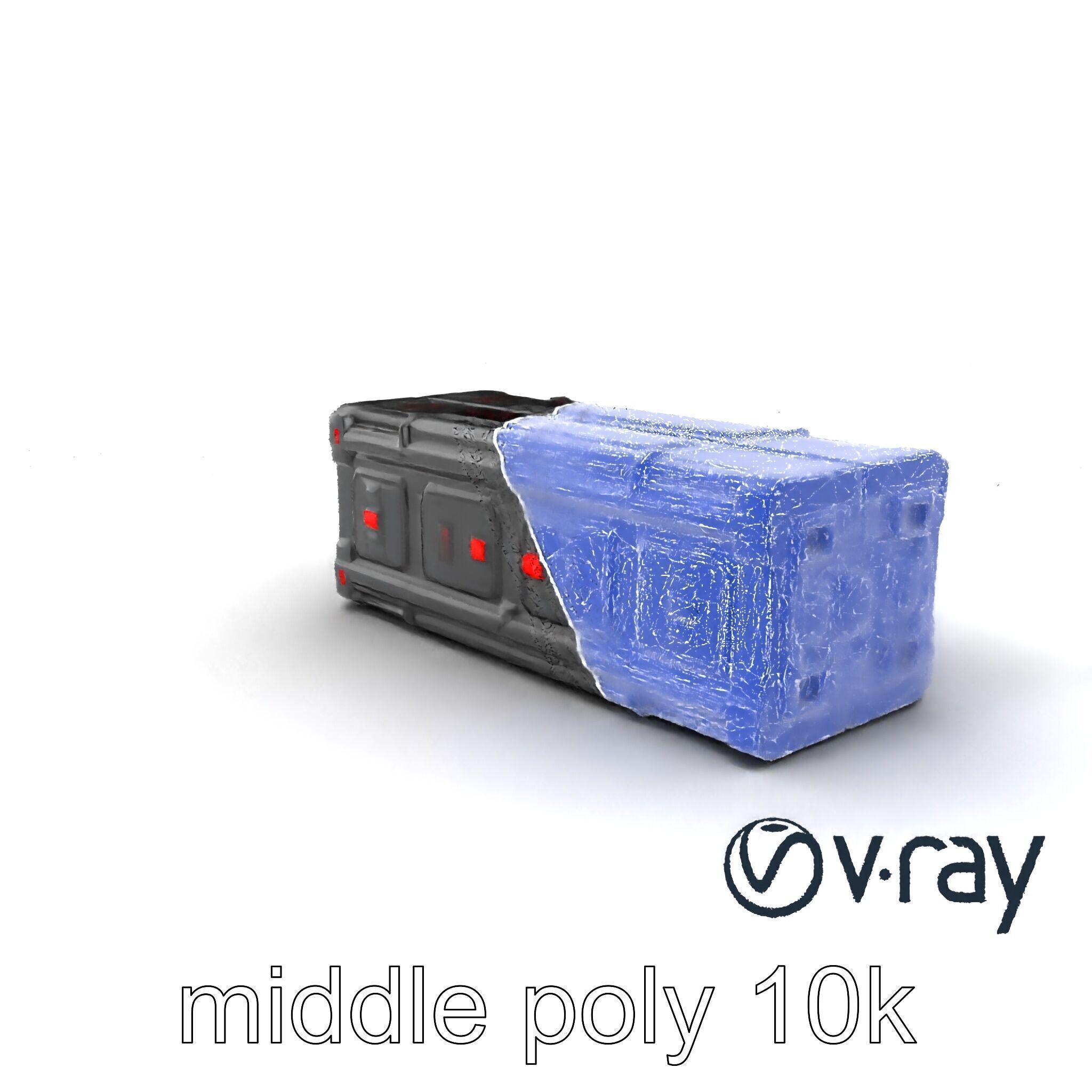 Spaceport Security Wall Section Model Pack Low-poly 3D model_6