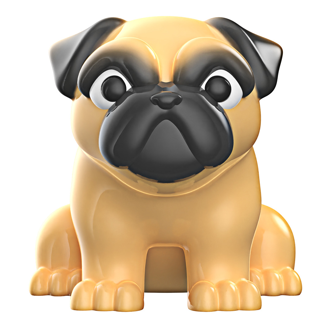 Dogs Pugs  3D print model_1