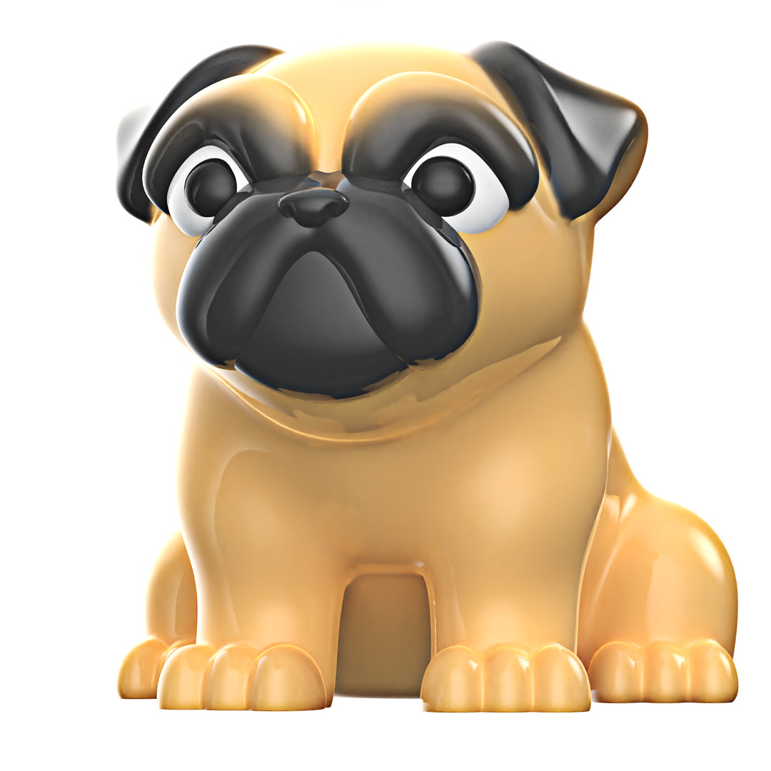 Dogs Pugs  3D print model_2