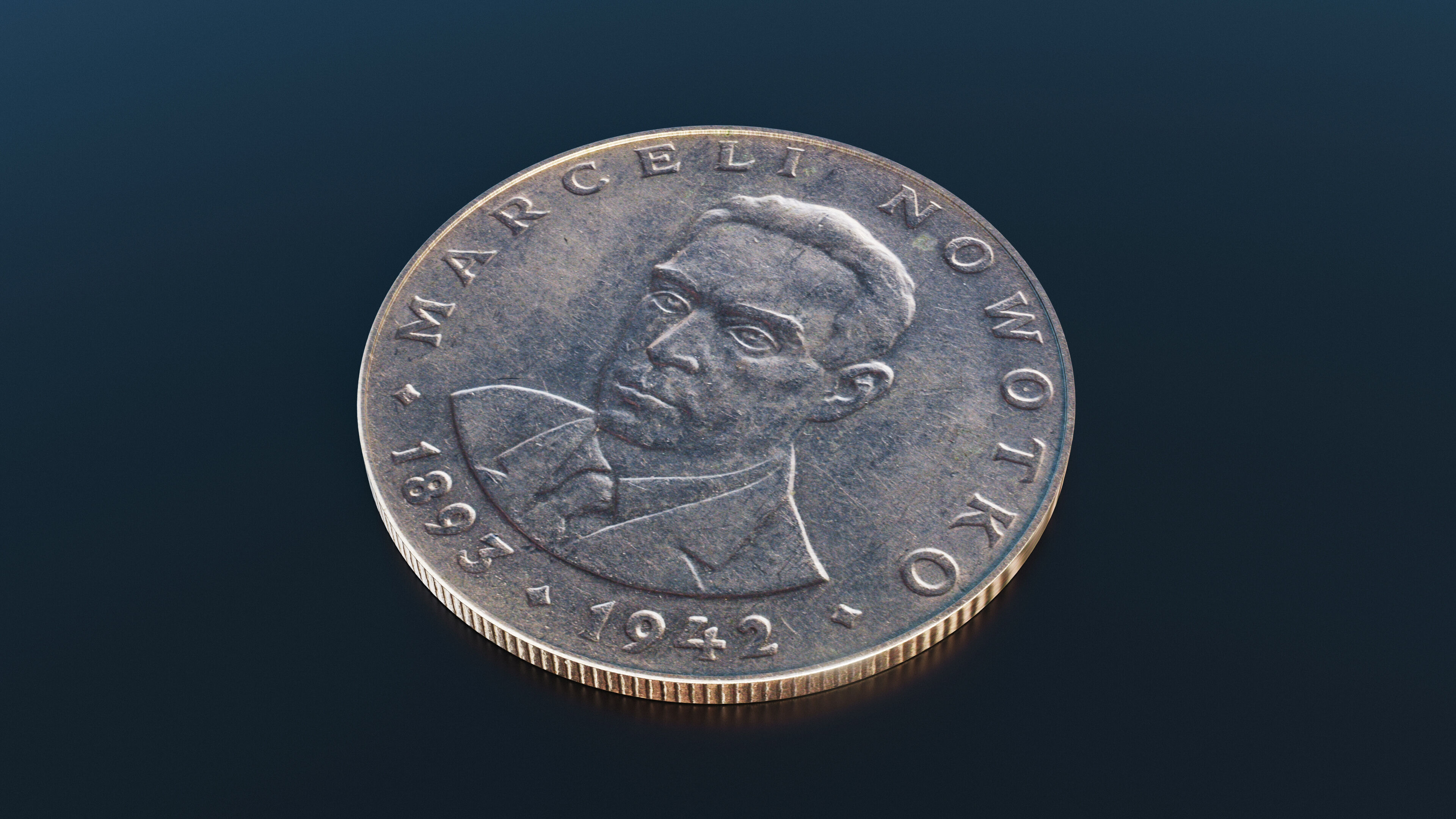 Polish 20 zlotych coin Low-poly 3D model_3