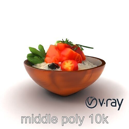 Vibrant Hawaiian Poke Bowl 3D model pack Low-poly 3D model