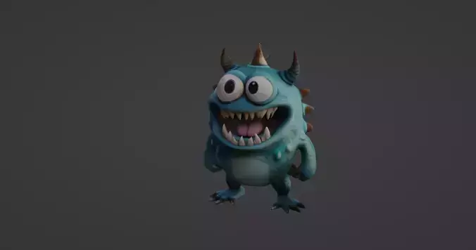 Cute Blue Monster 3D Model   3D model