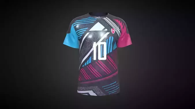 Soccer Sports Jersey Player-10 V2 In Low Poly