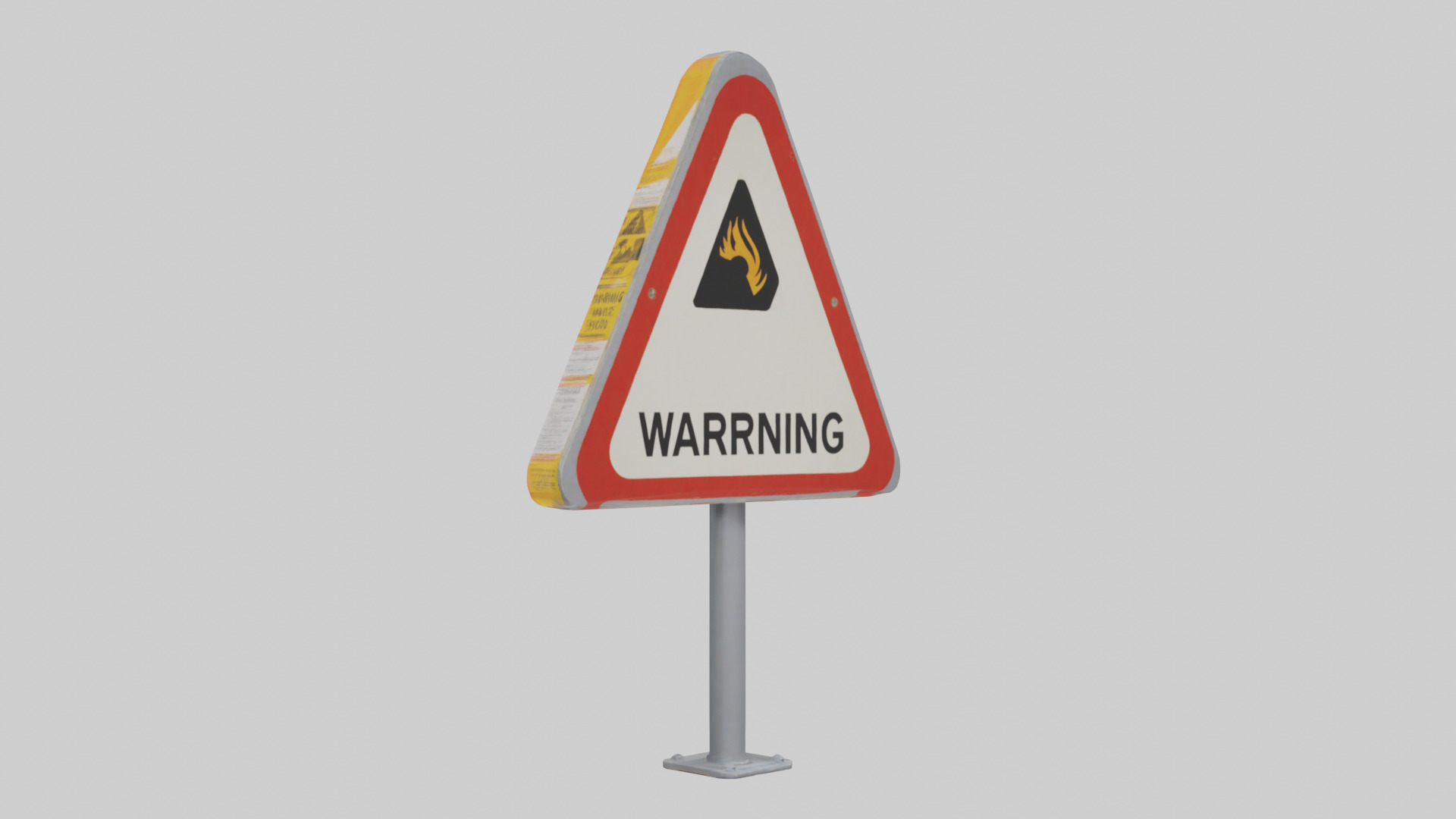 Heavy Impact Warning Sign model Low-poly 3D model_7