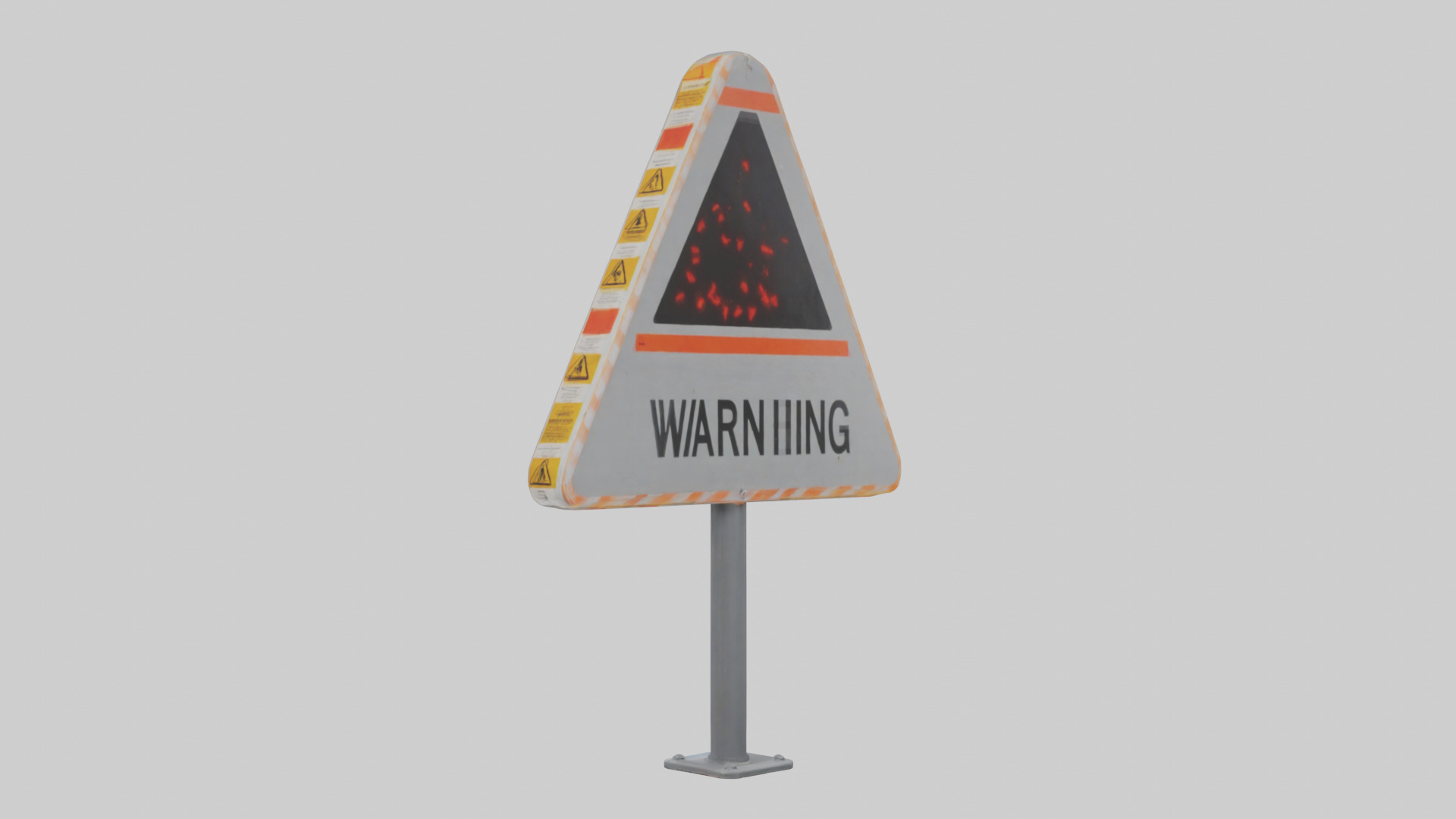 Heavy Impact Warning Sign model Low-poly 3D model_1