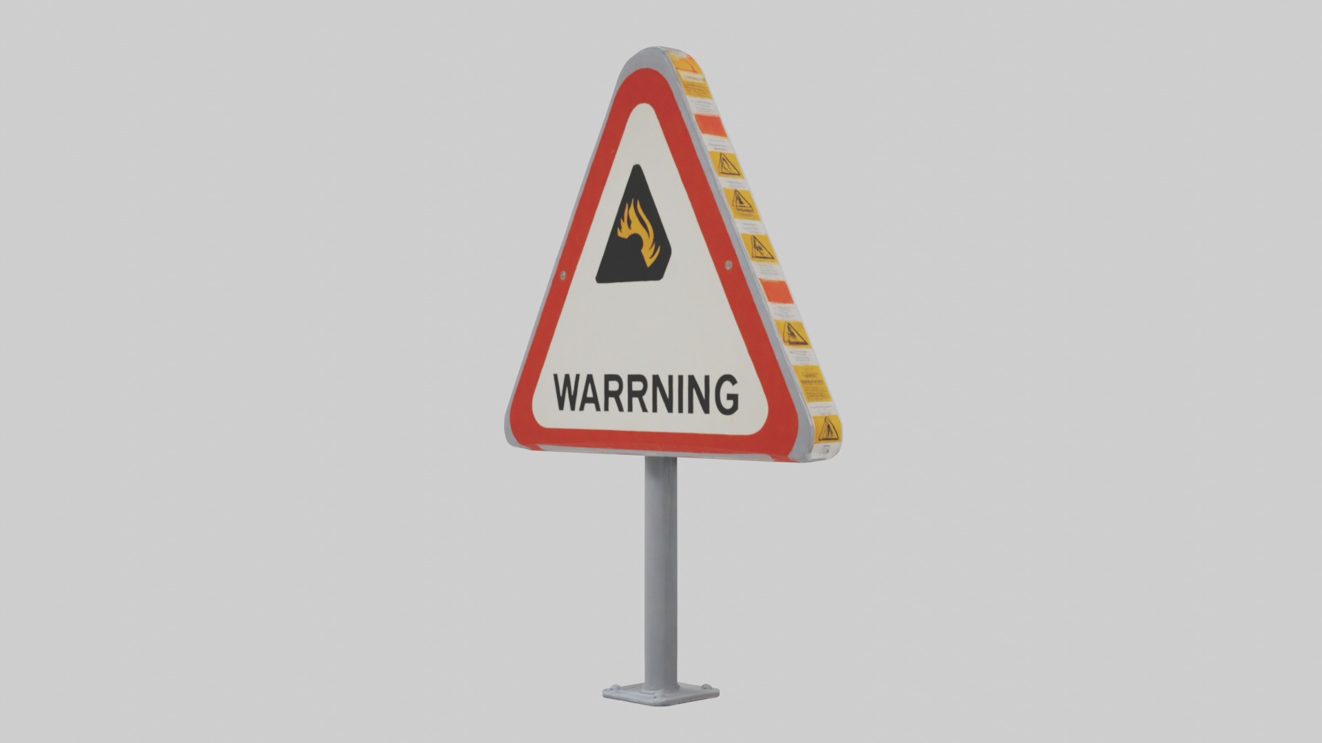 Heavy Impact Warning Sign model Low-poly 3D model_10