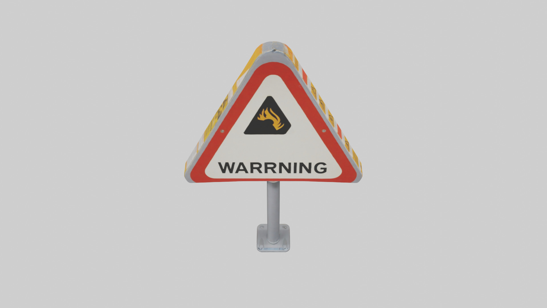 Heavy Impact Warning Sign model Low-poly 3D model_16