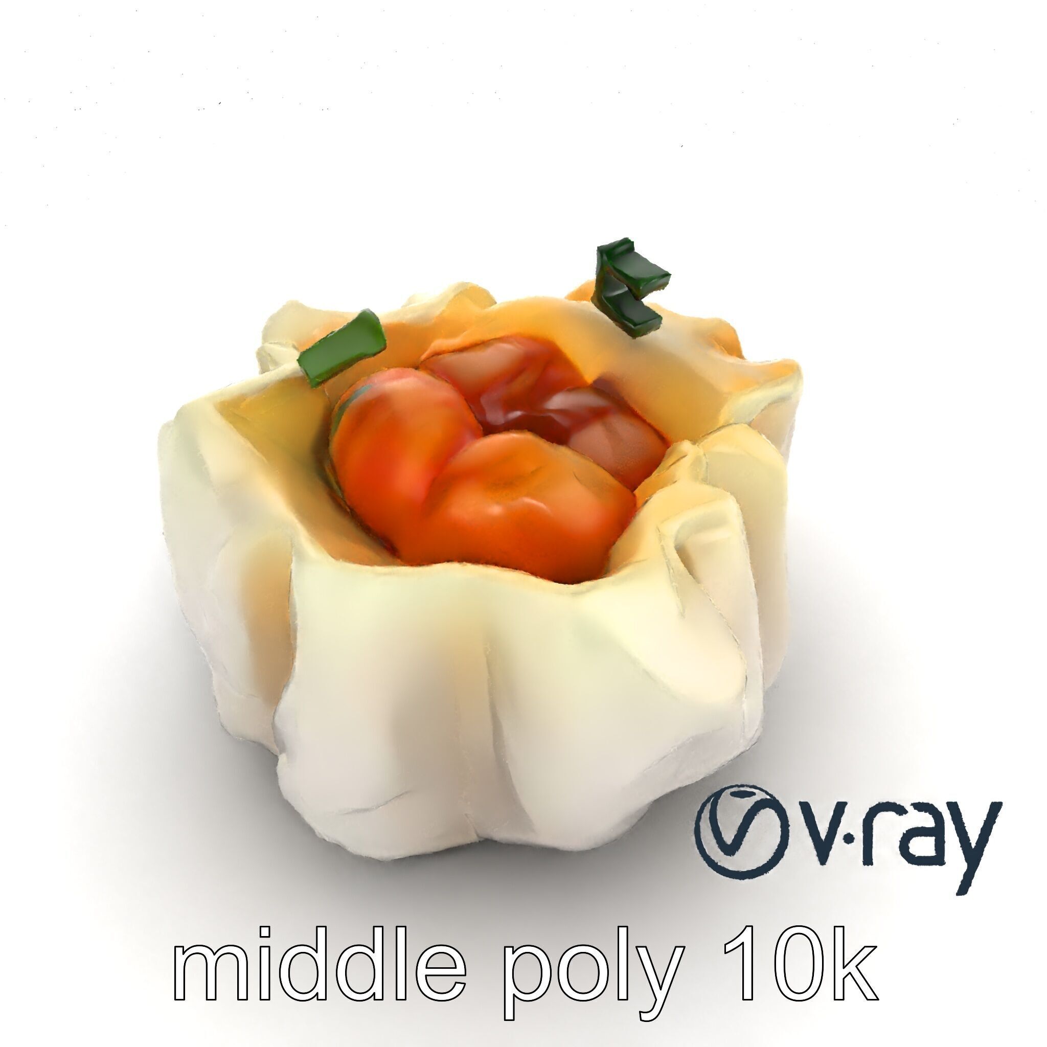 Elegant Shrimp Dimsum Bamboo Steamer Style model pack Low-poly 3D model_25