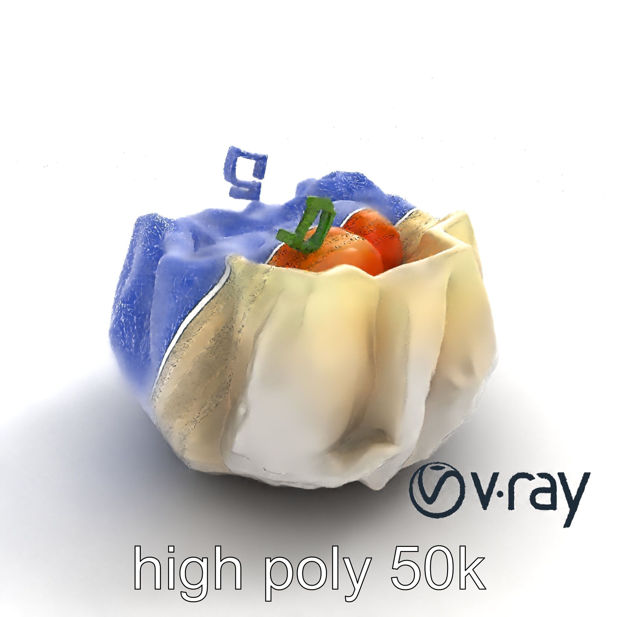 Elegant Shrimp Dimsum Bamboo Steamer Style model pack Low-poly 3D model_11