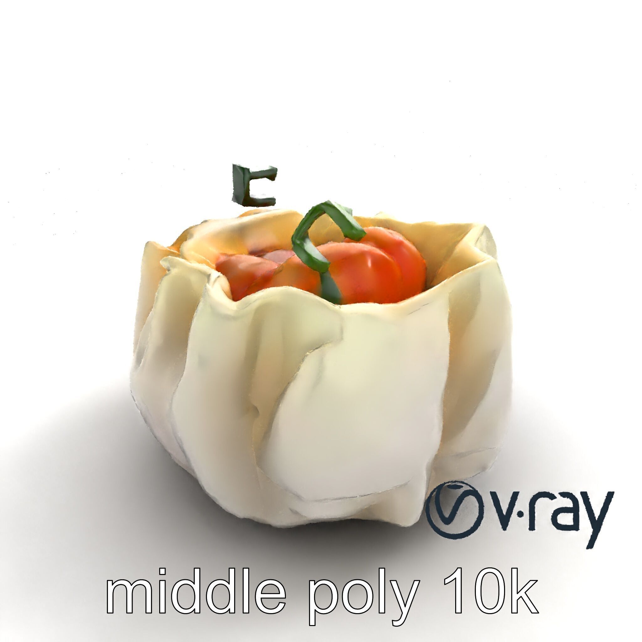 Elegant Shrimp Dimsum Bamboo Steamer Style model pack Low-poly 3D model_8