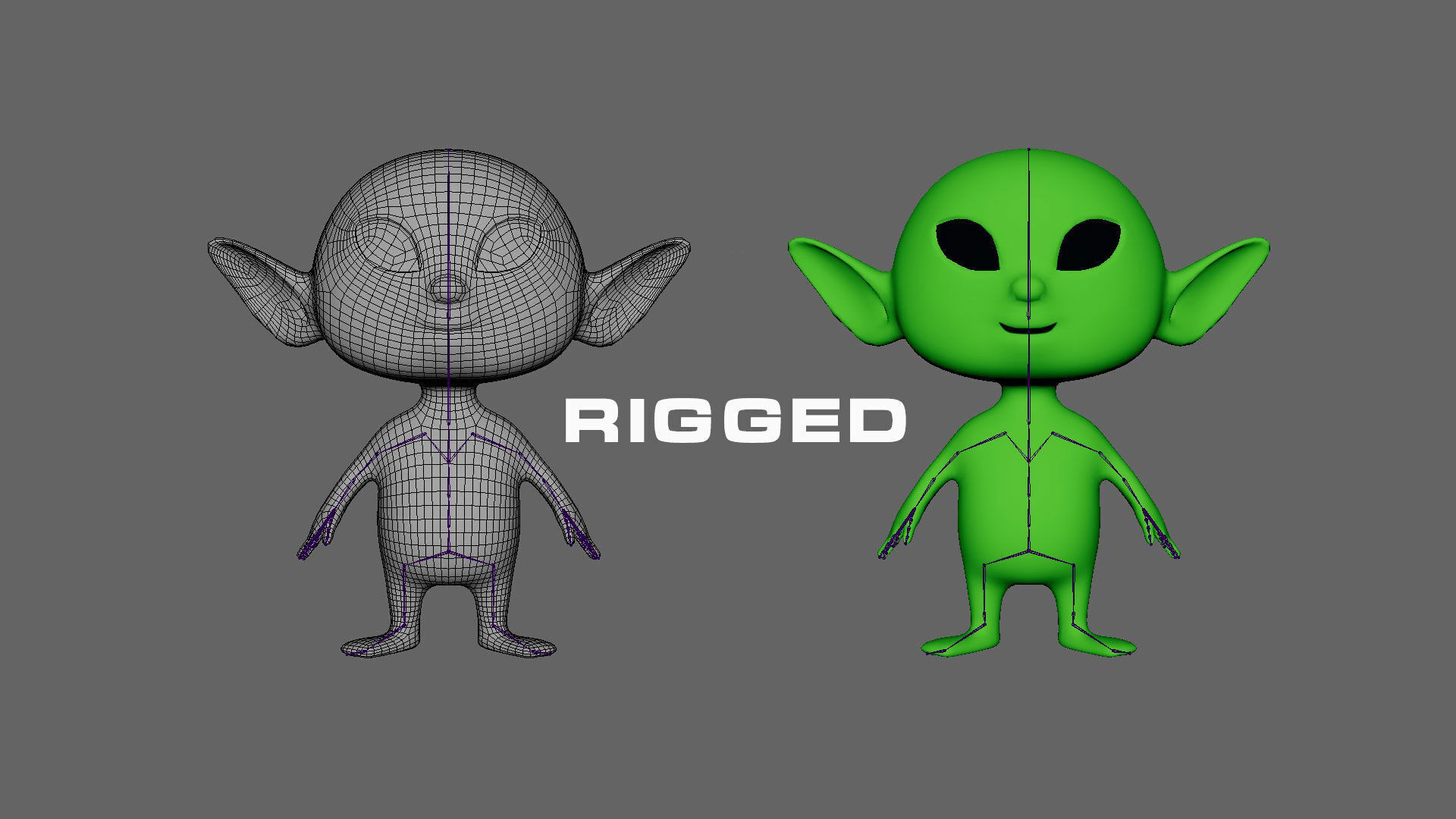 Low-Poly Cartoon Alien Animated Low-poly 3D model_3