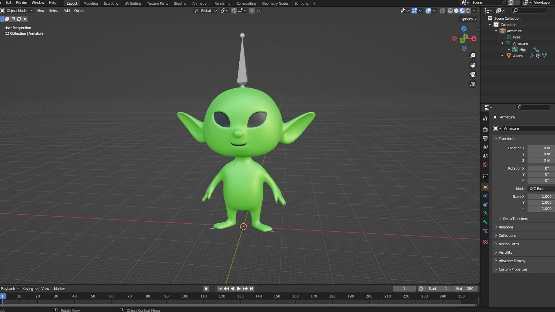 Low-Poly Cartoon Alien Animated Low-poly 3D model_4