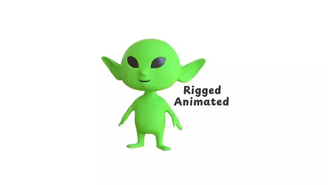 Low-Poly Cartoon Alien Animated