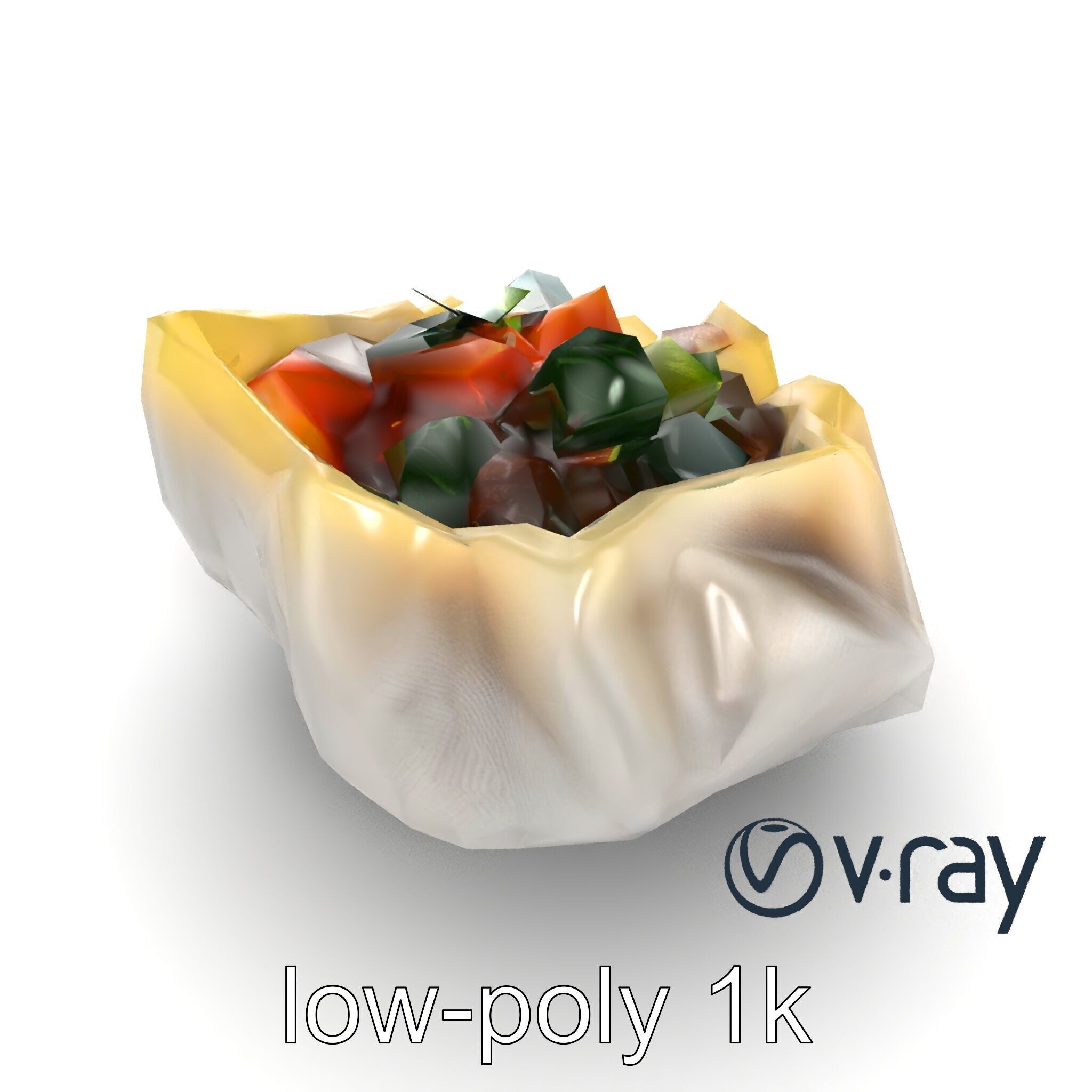 Ornate Gyoza Dumpling Decorative Model Pack Low-poly 3D model_15