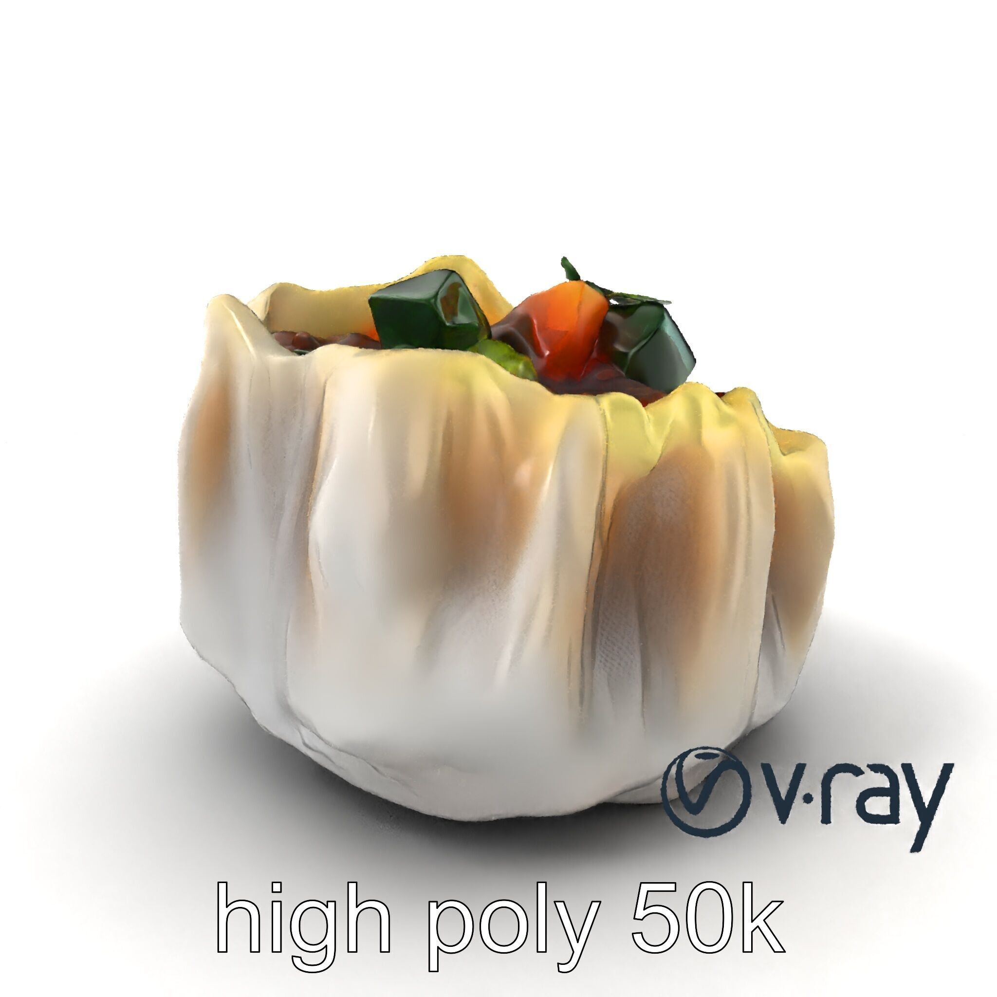 Ornate Gyoza Dumpling Decorative Model Pack Low-poly 3D model_2