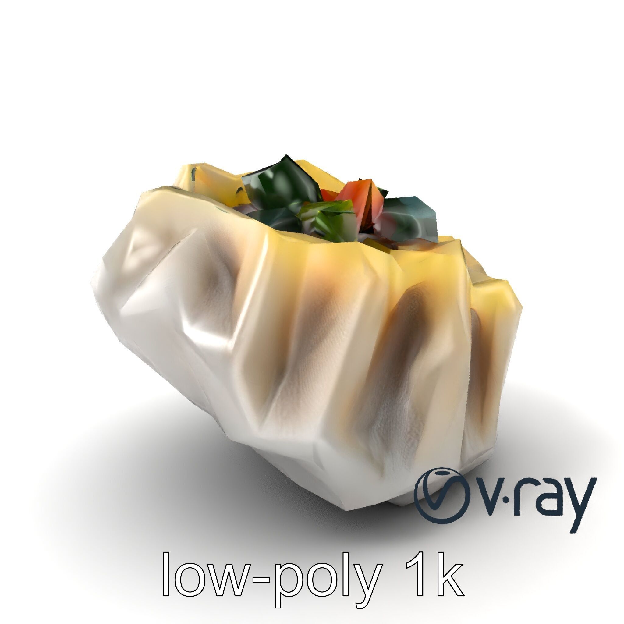 Ornate Gyoza Dumpling Decorative Model Pack Low-poly 3D model_4
