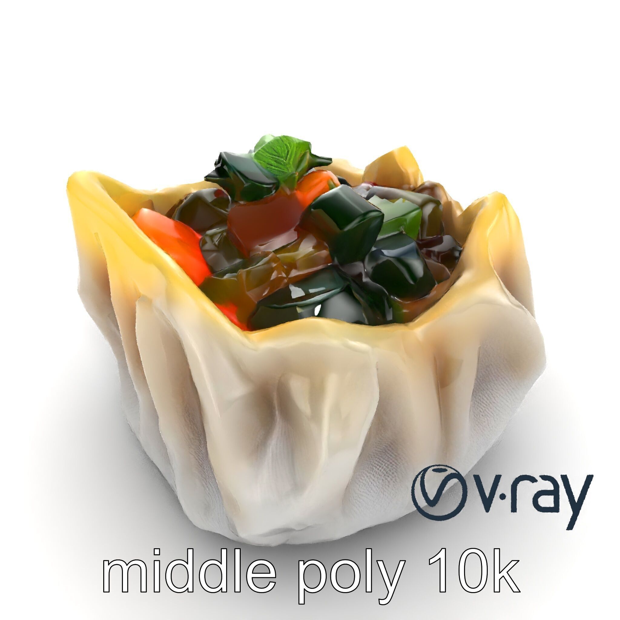 Ornate Gyoza Dumpling Decorative Model Pack Low-poly 3D model_14
