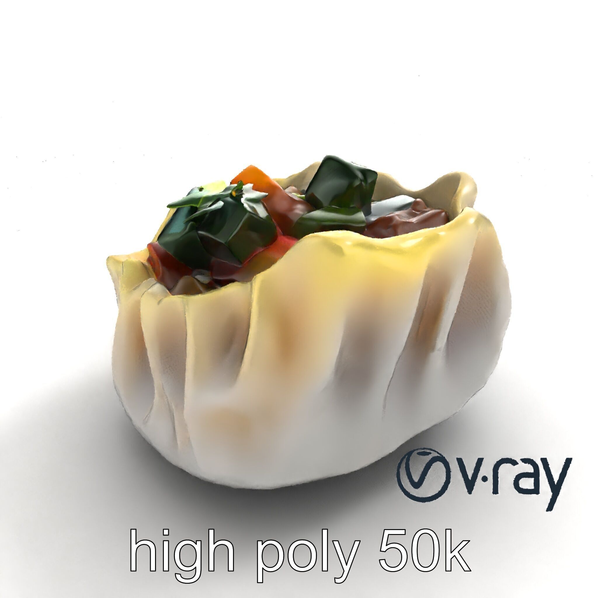 Ornate Gyoza Dumpling Decorative Model Pack Low-poly 3D model_9