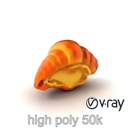 Vanilla Custard Croissant Pastry 3D Model Pack Low-poly 3D model 2