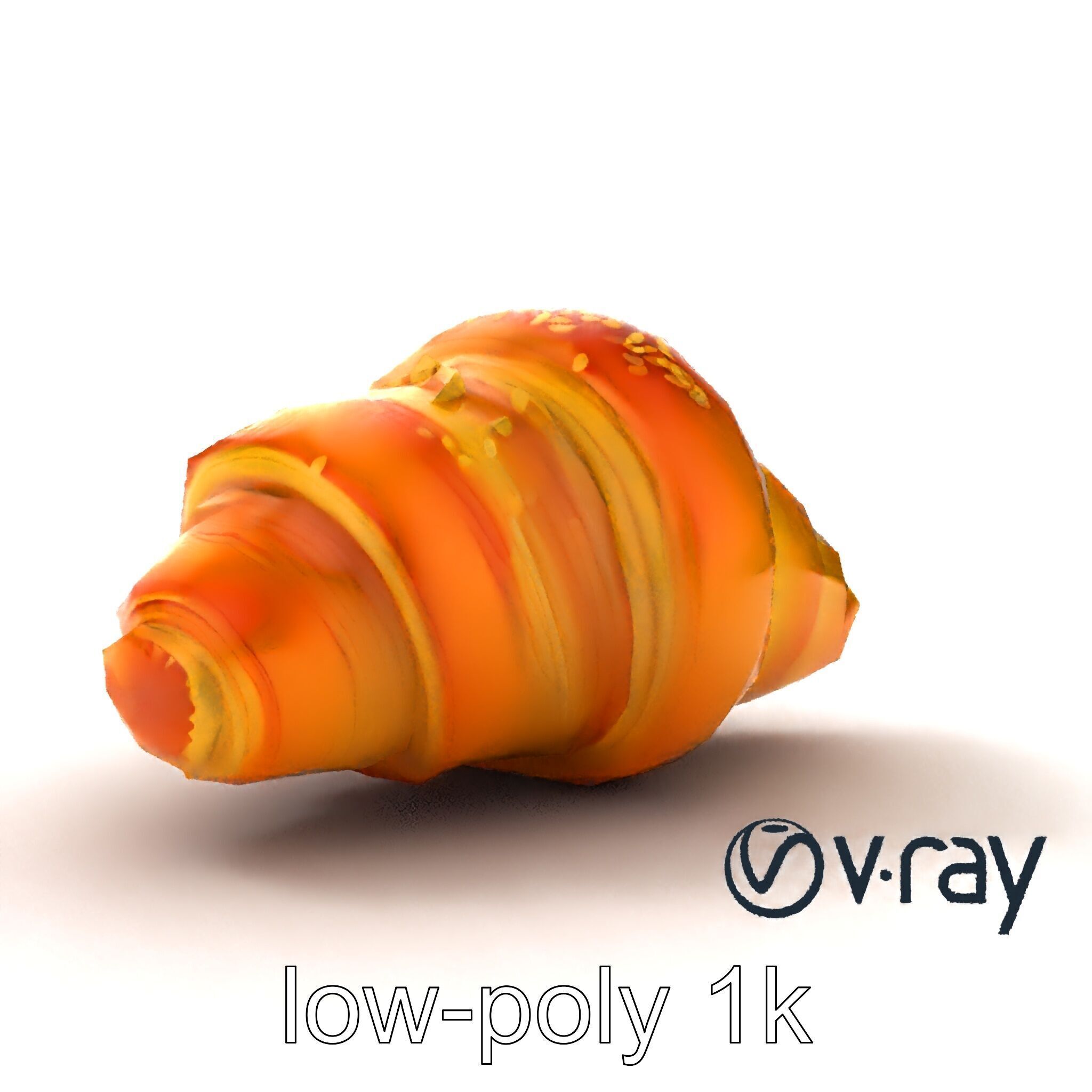 Golden Sesame Croissant 3D model pack Low-poly 3D model_21