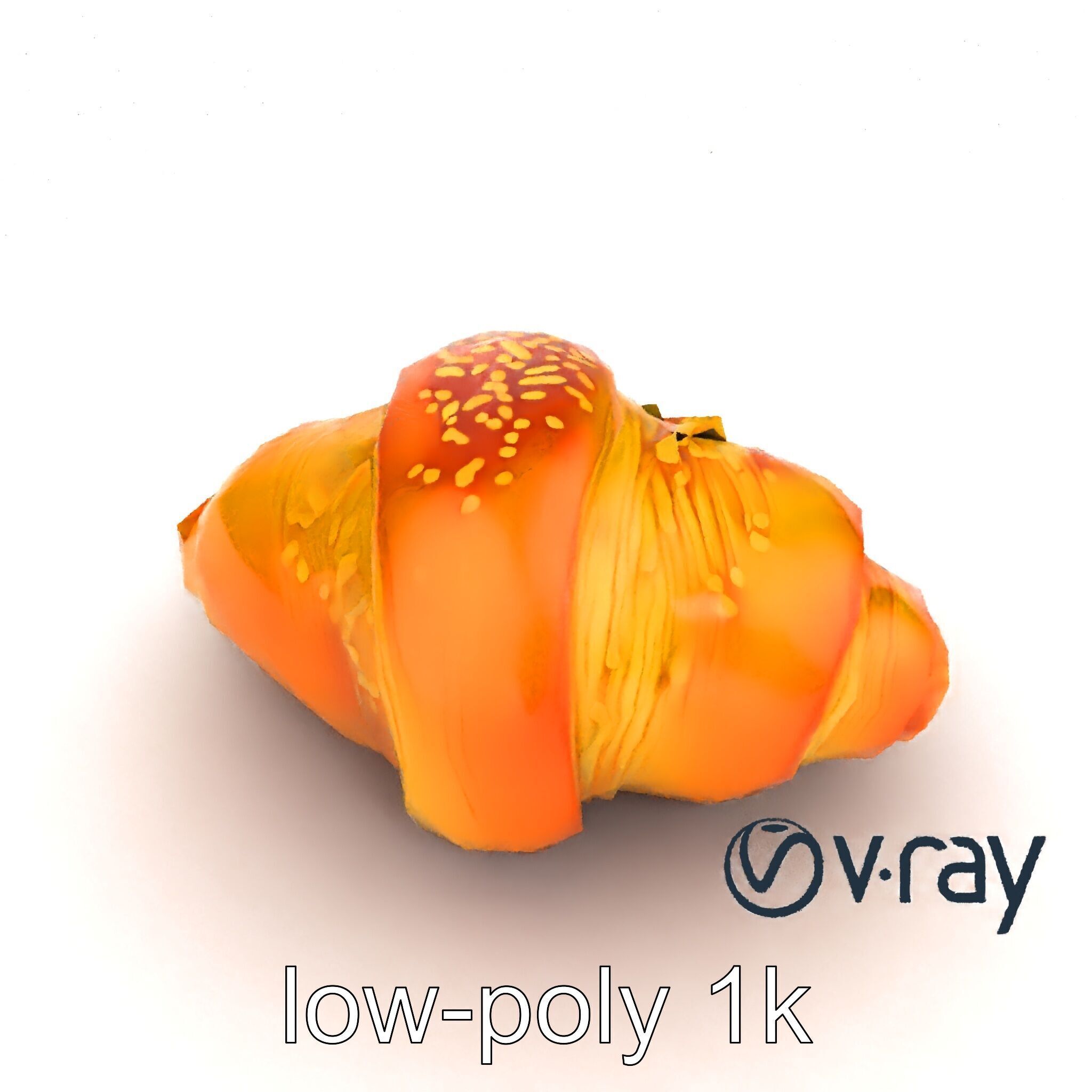 Golden Sesame Croissant 3D model pack Low-poly 3D model_17