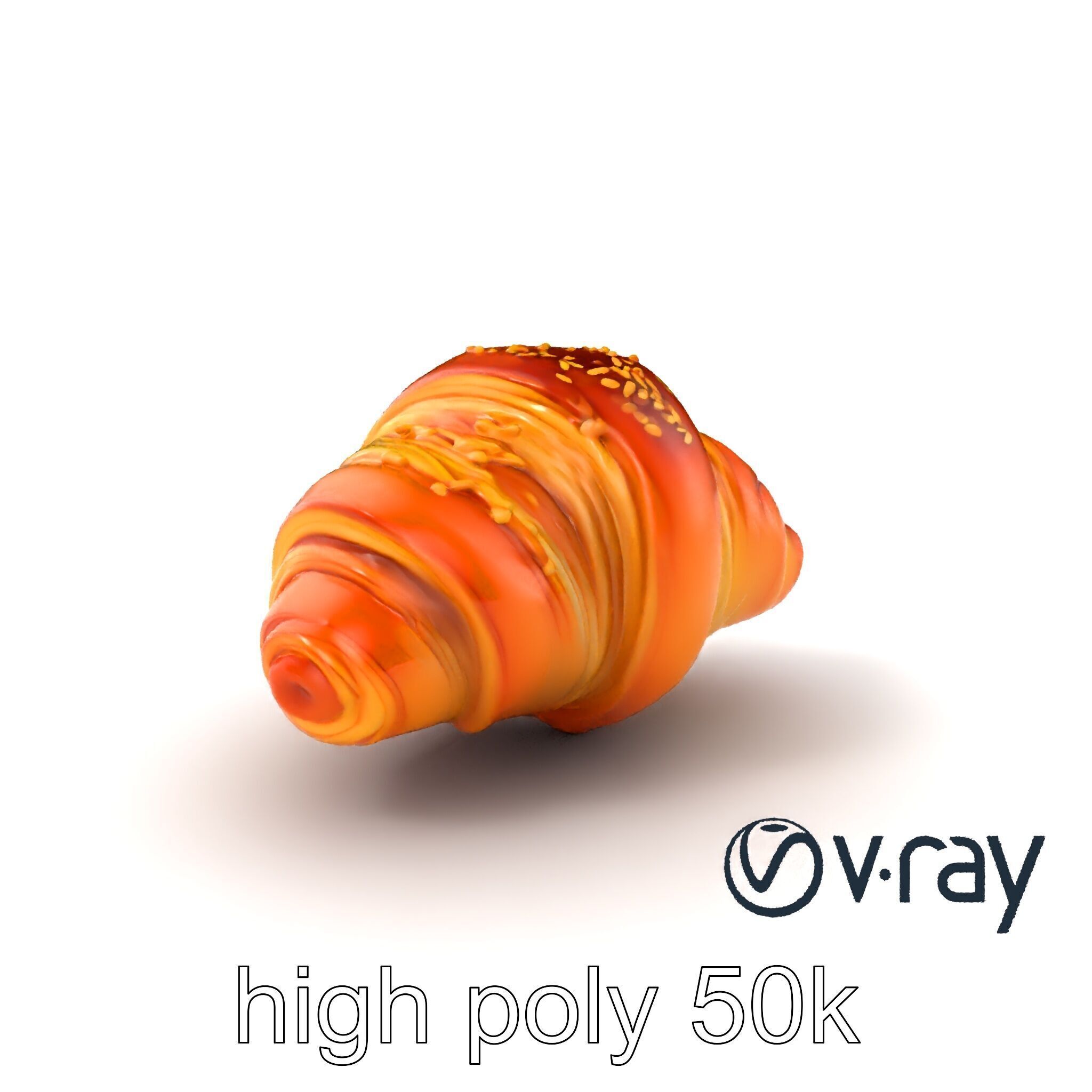 Golden Sesame Croissant 3D model pack Low-poly 3D model_2